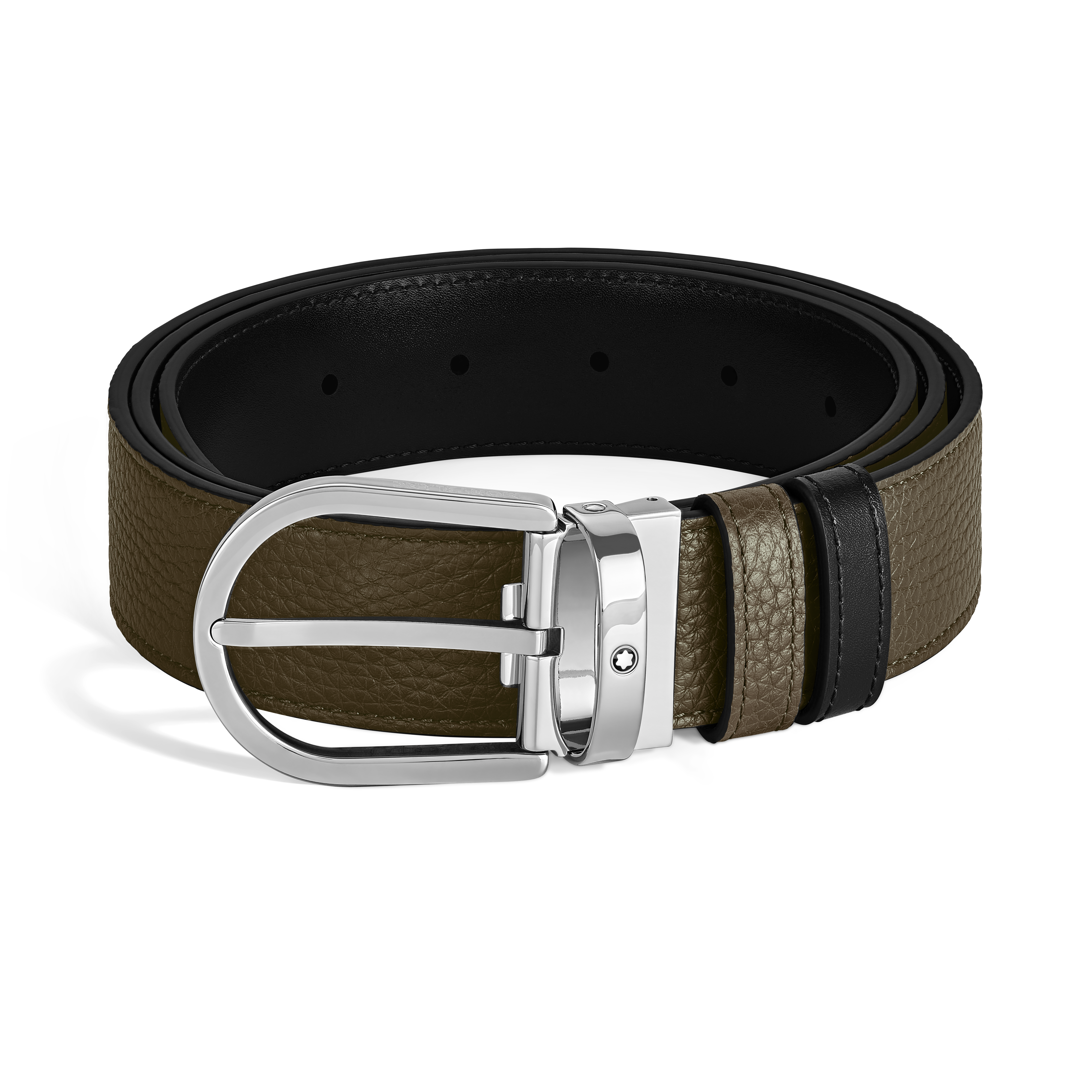 Montblanc - Horseshoe 35 Mm Reversible Belt In Leather - Mb198451 - Belts Men's Grain