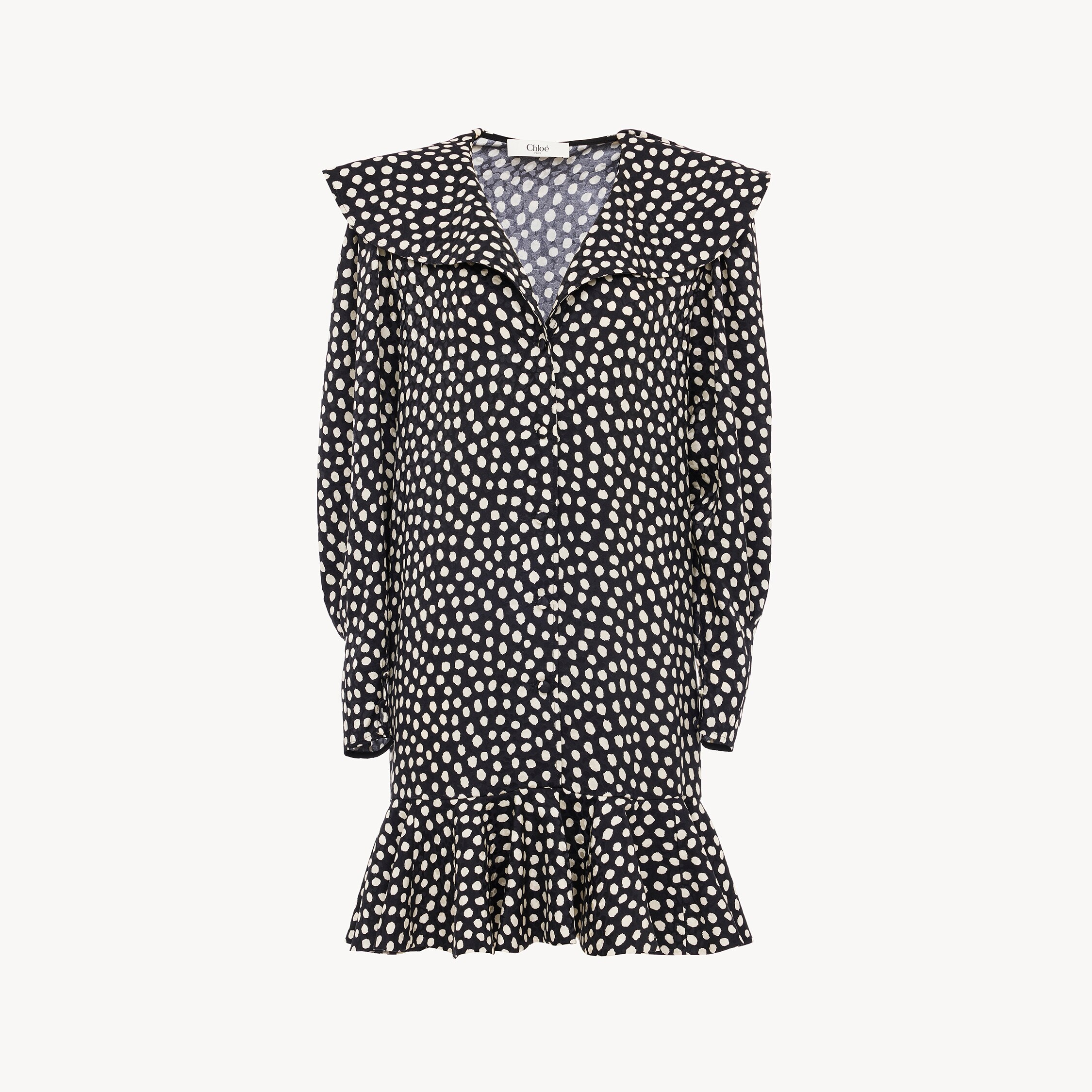 Chloé Long-sleeve Mini Dress In Silk Jacquard In Multi