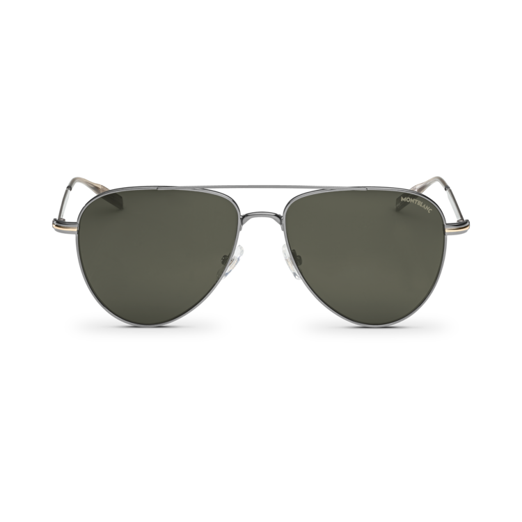 Squared Sunglasses with Ruthenium Colored Metal Frame - AED | Montblanc® AE