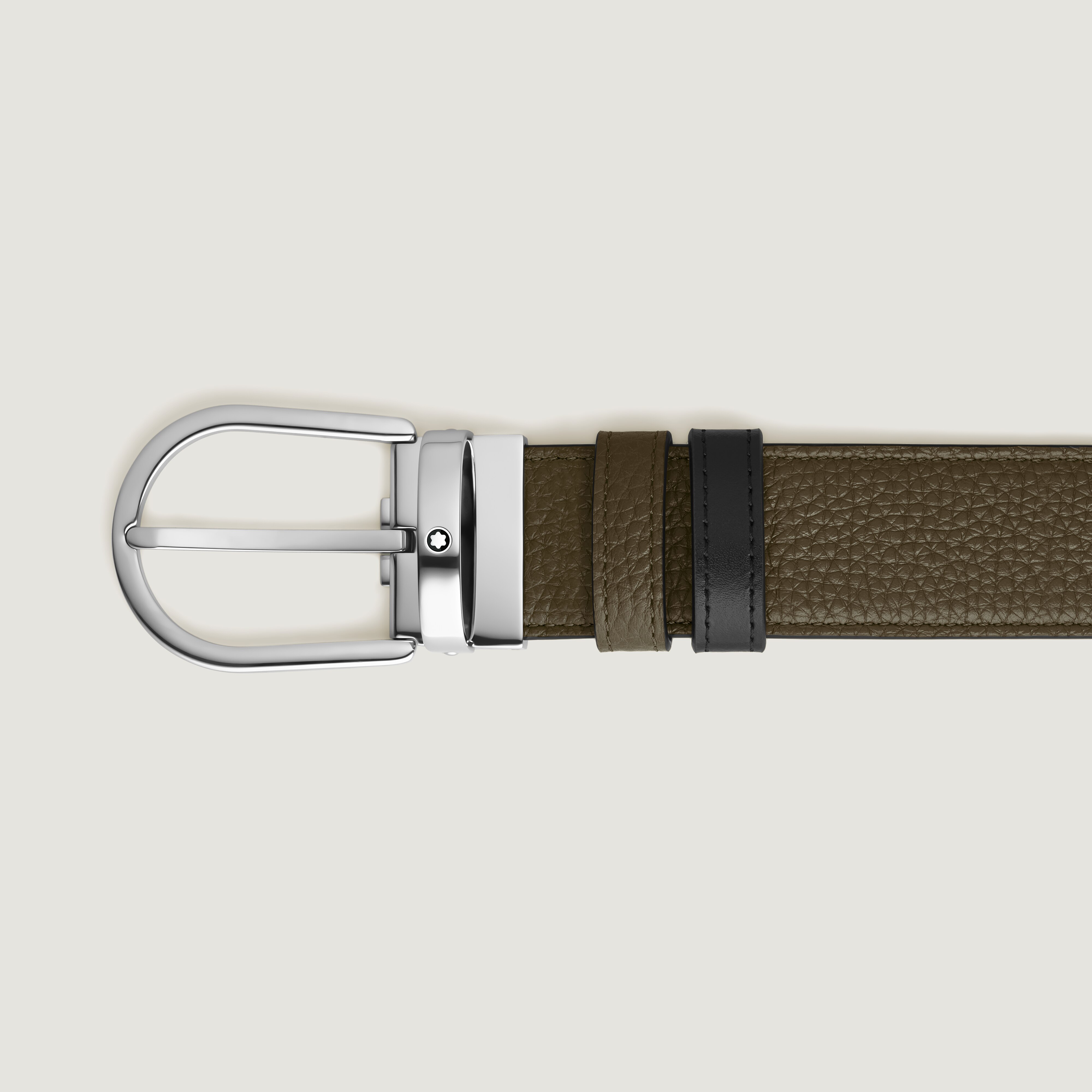  Montblanc - Wendbarer Gürtel Mit Hufeisenförmiger Schließe 35 Mm Aus Grain-leder - Mb198451 - Gürtel 