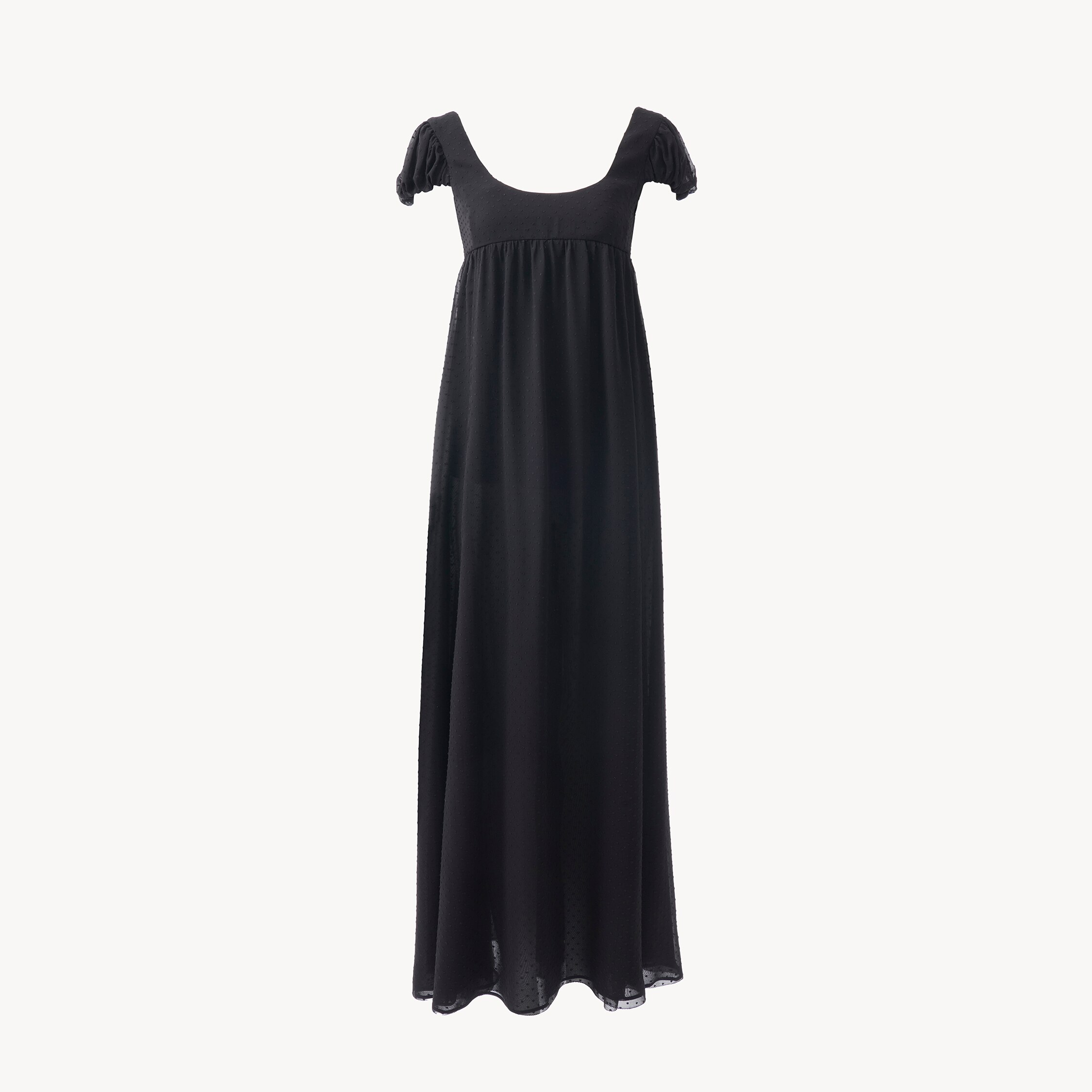 Chloé Puff-sleeve Long Dress In Silk Plumetis In Multi