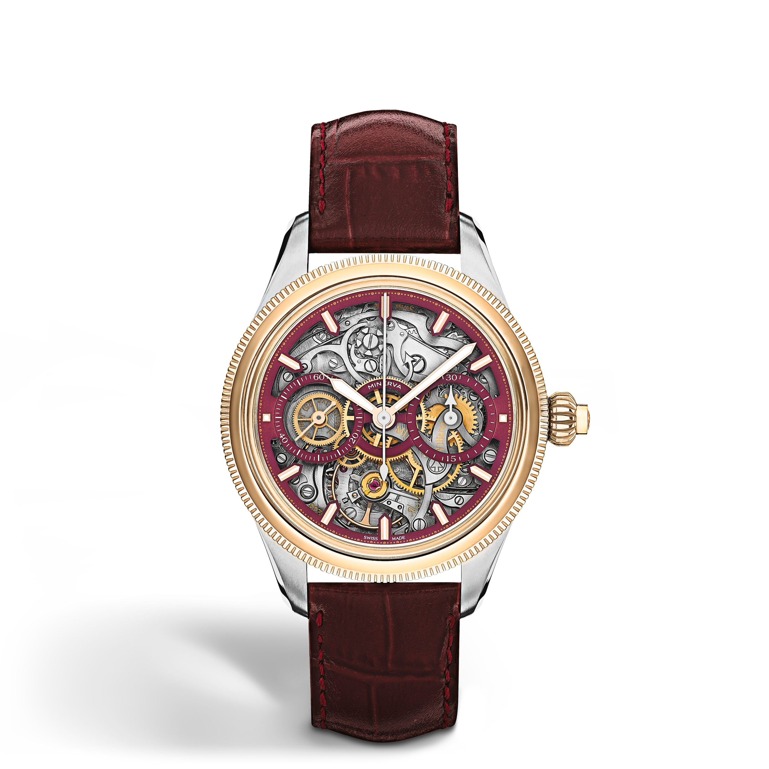 Montblanc - Minerva The Unveiled Secret Limited Edition - 58 Pieces - Rose Gold - Steel - Mb136354 - Watch   Wine Color
