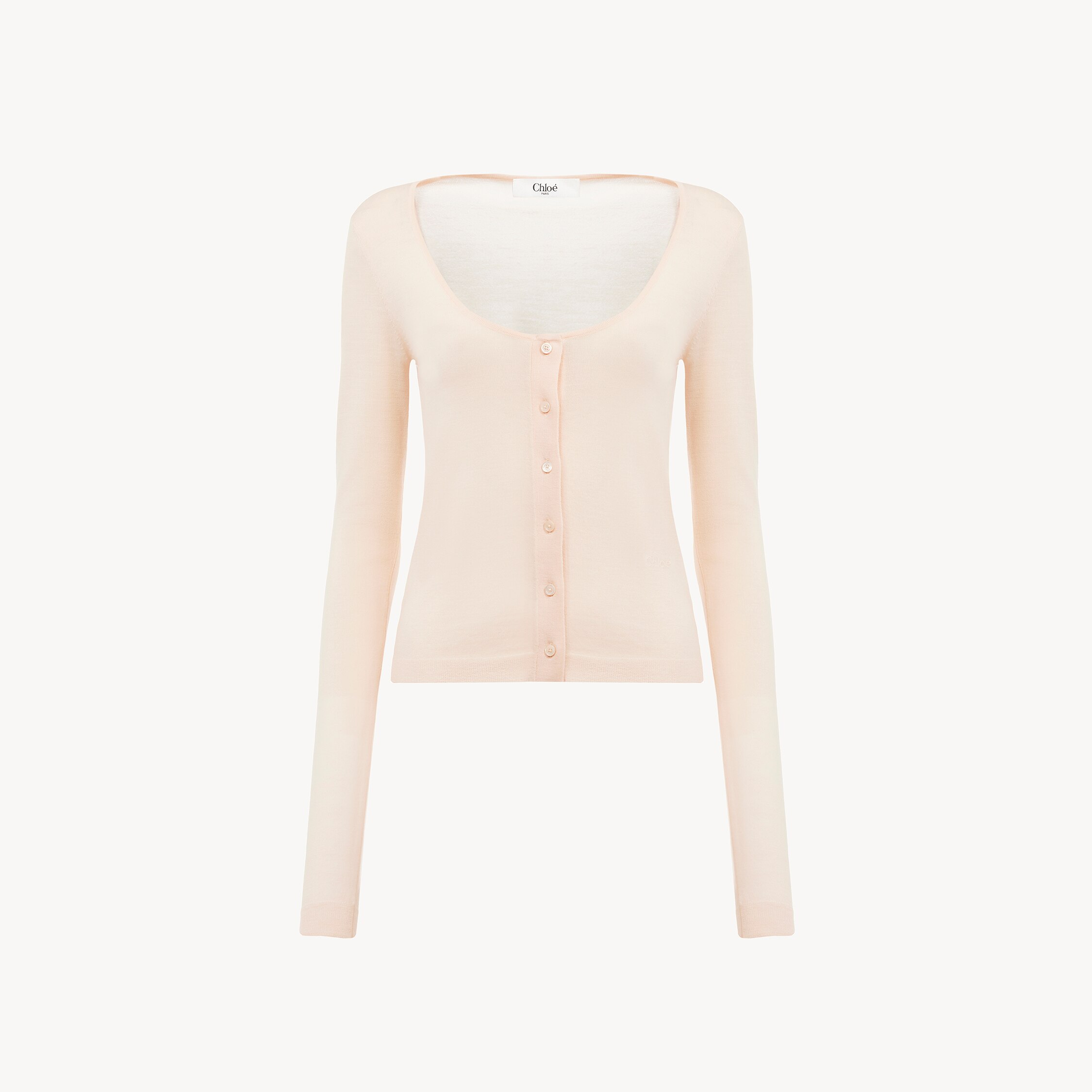 Chloé Cardigan Ajusté À Encolure Arrondie En Maille De Laine Extrafine In Multi