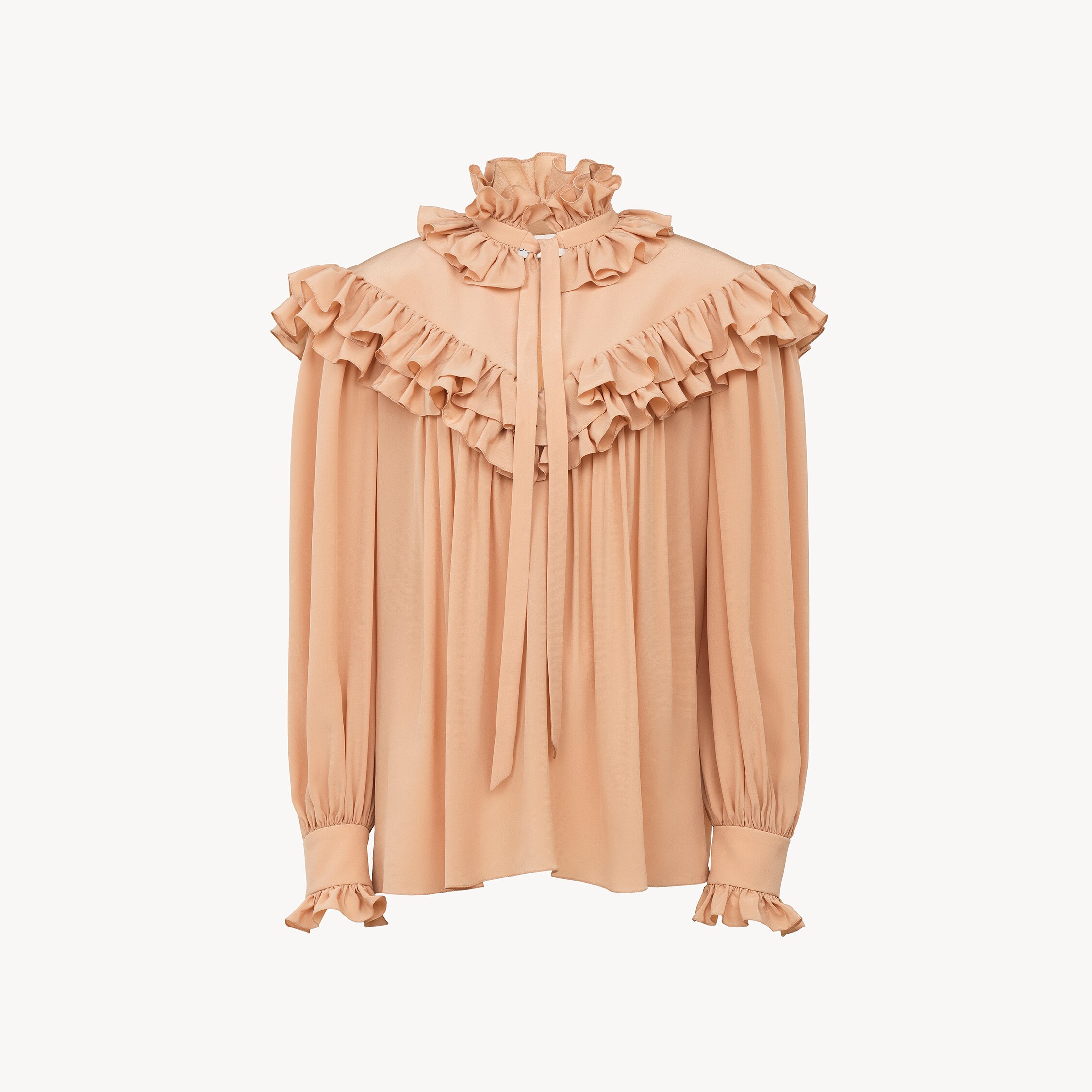 Chloé Chloe Women Oversized Top With Ruffles In Brown
