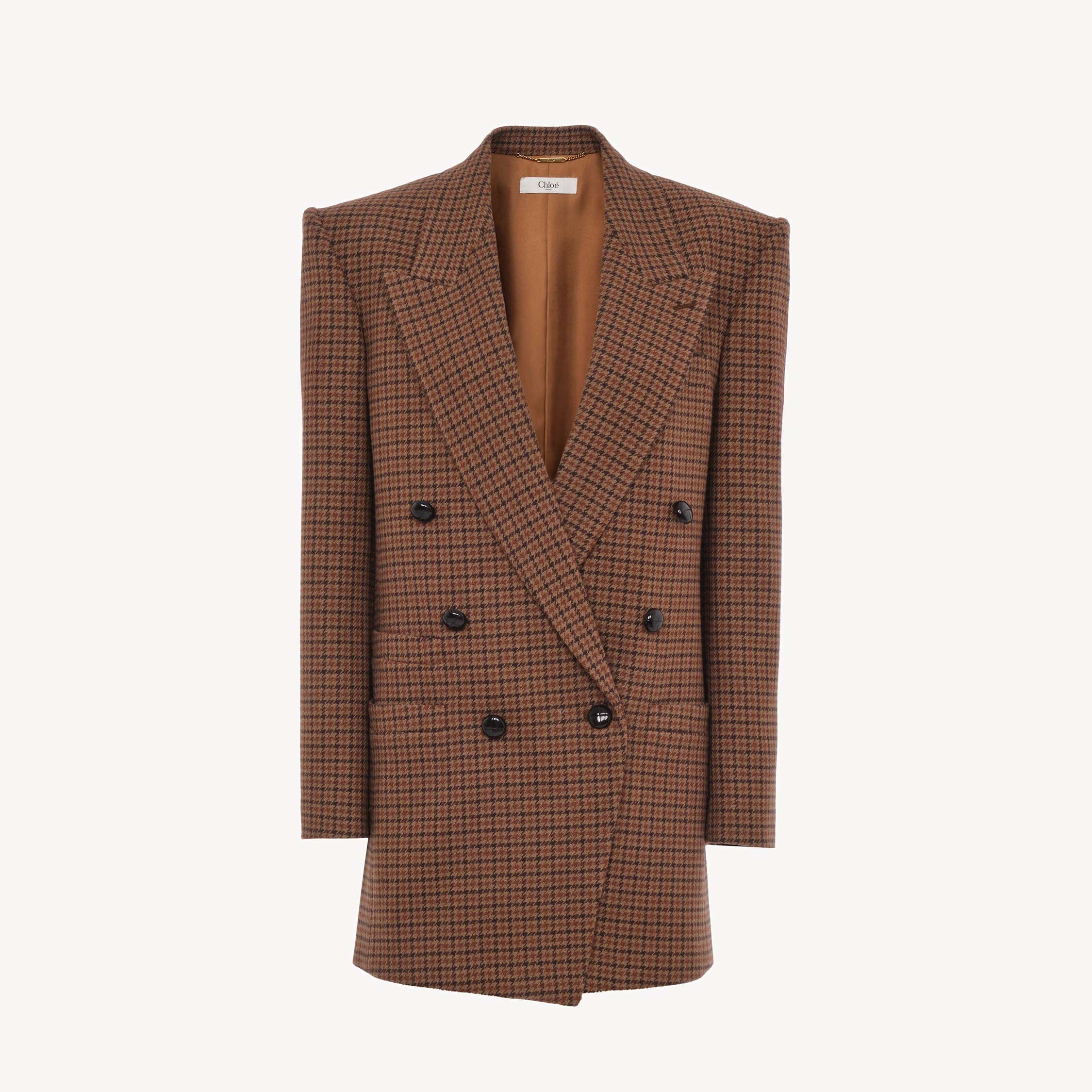 Chloé Veste Blazer Croisée En Laine Pied-de-poule In Multi