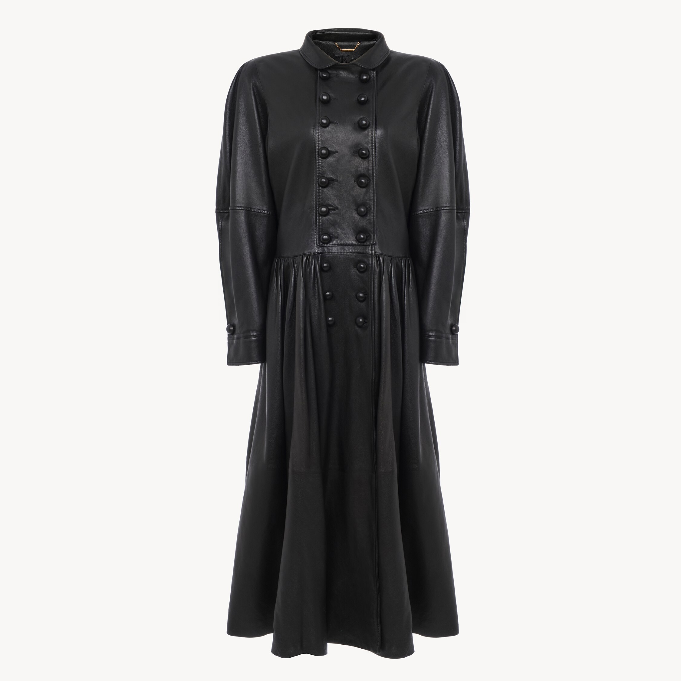 Chloé Oversized Long Riding Coat In Leather In Black