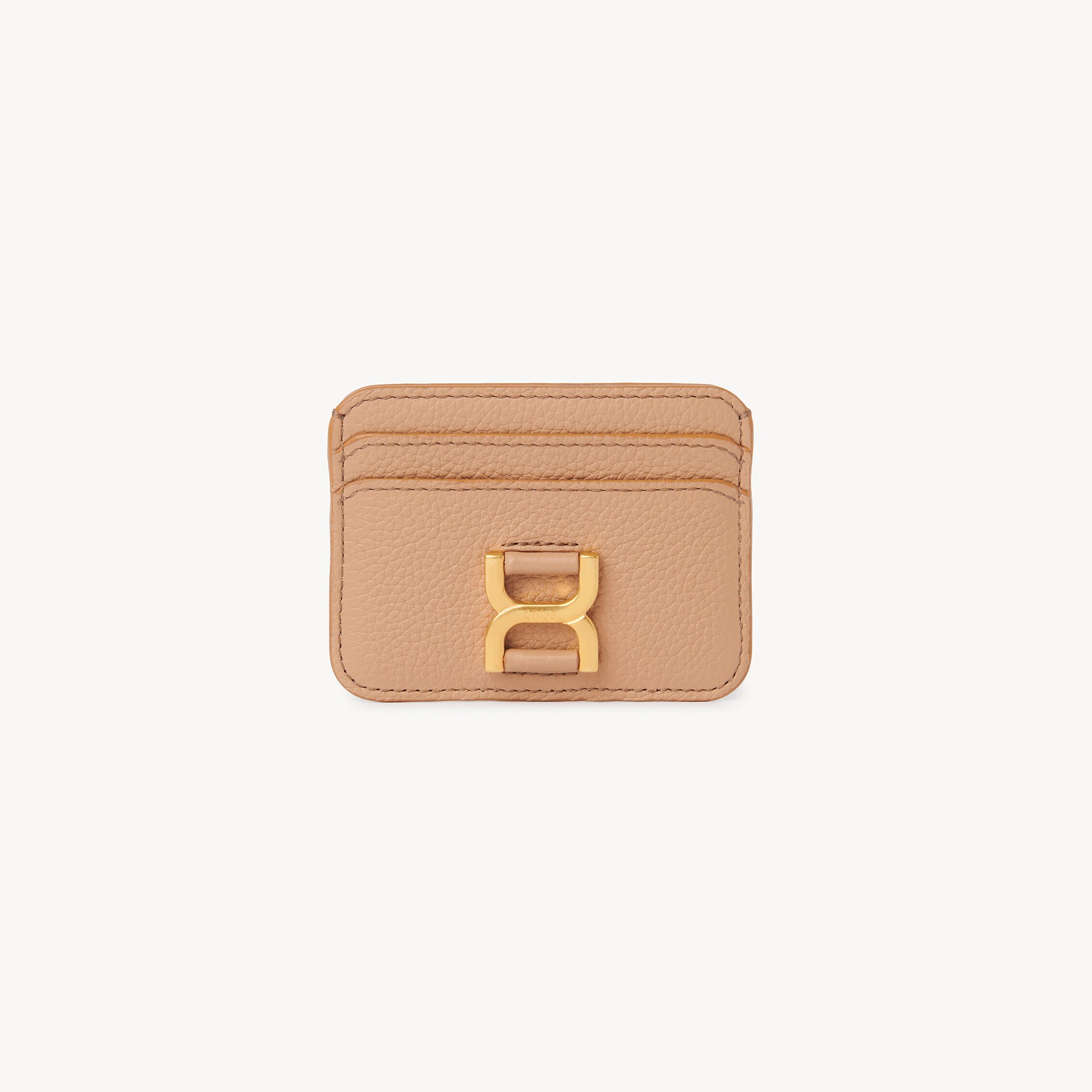 Chloé Marcie Card Holder In Grained Leather In Brown