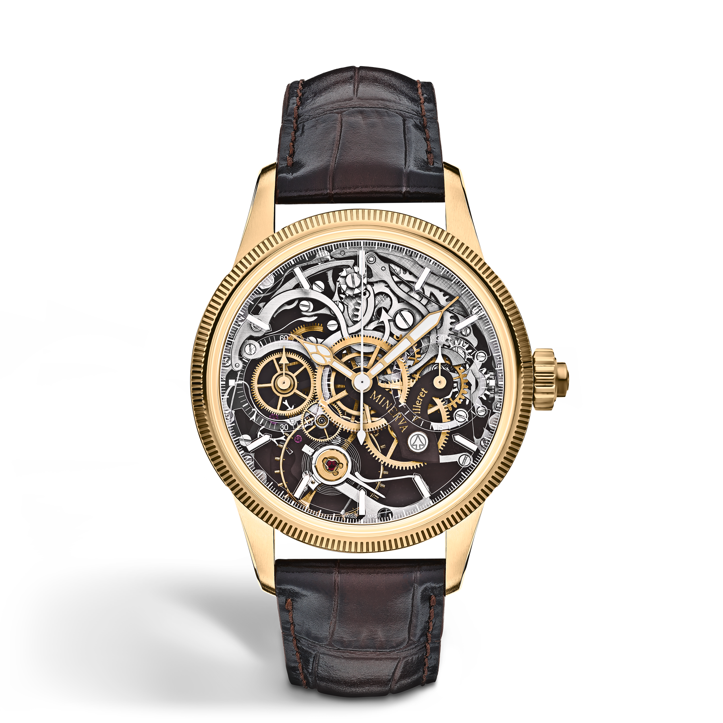  Montblanc - Minerva The Unveiled Chronograph Limited Edition - 30 Exemplare - Braun - Gelbgold - Mb136352 - Uhr 