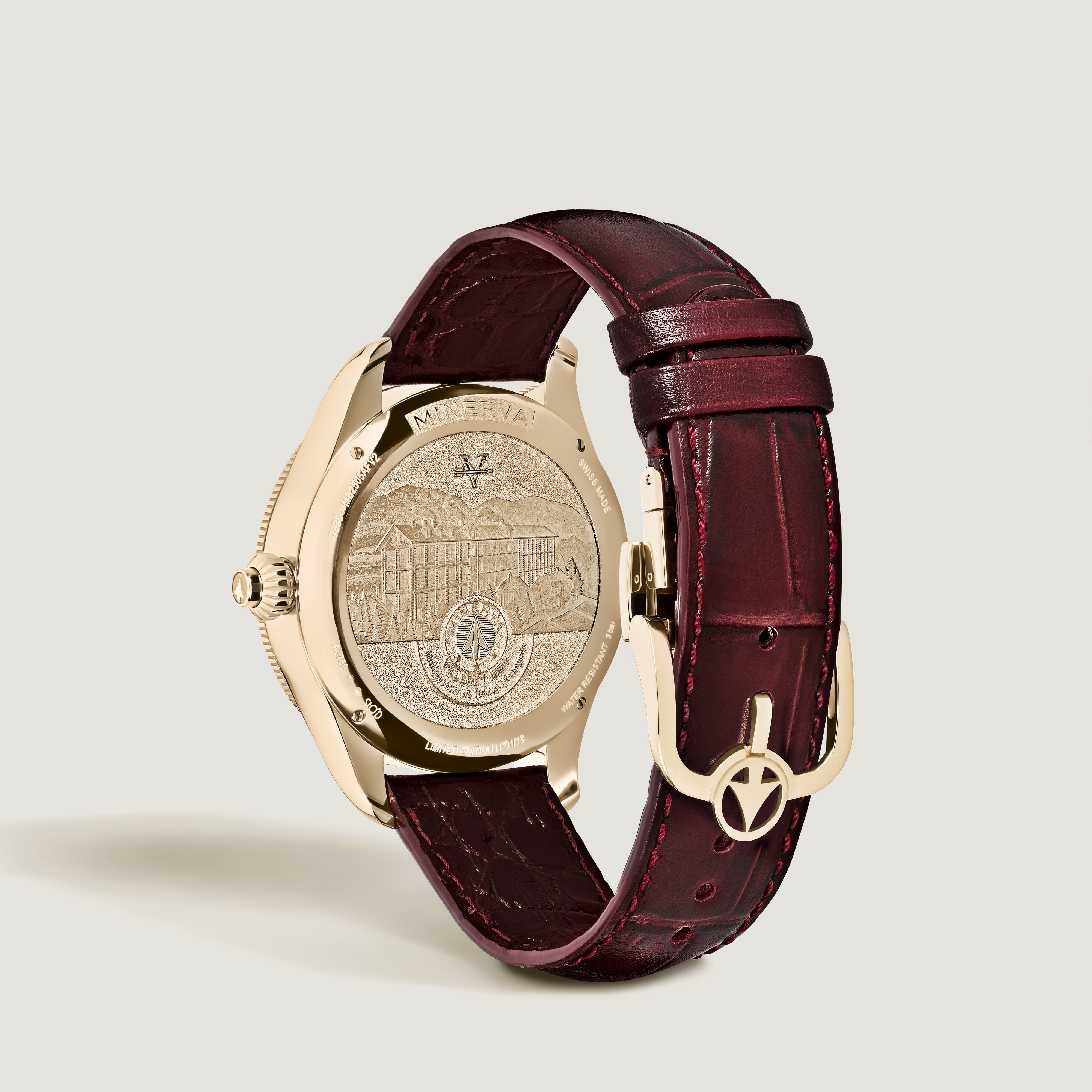  Montblanc - Minerva The Unveiled Secret Limited Edition - 18 Pièces - Couleur Vin - Or Rose (750/1000) - Mb136384 - Montre 