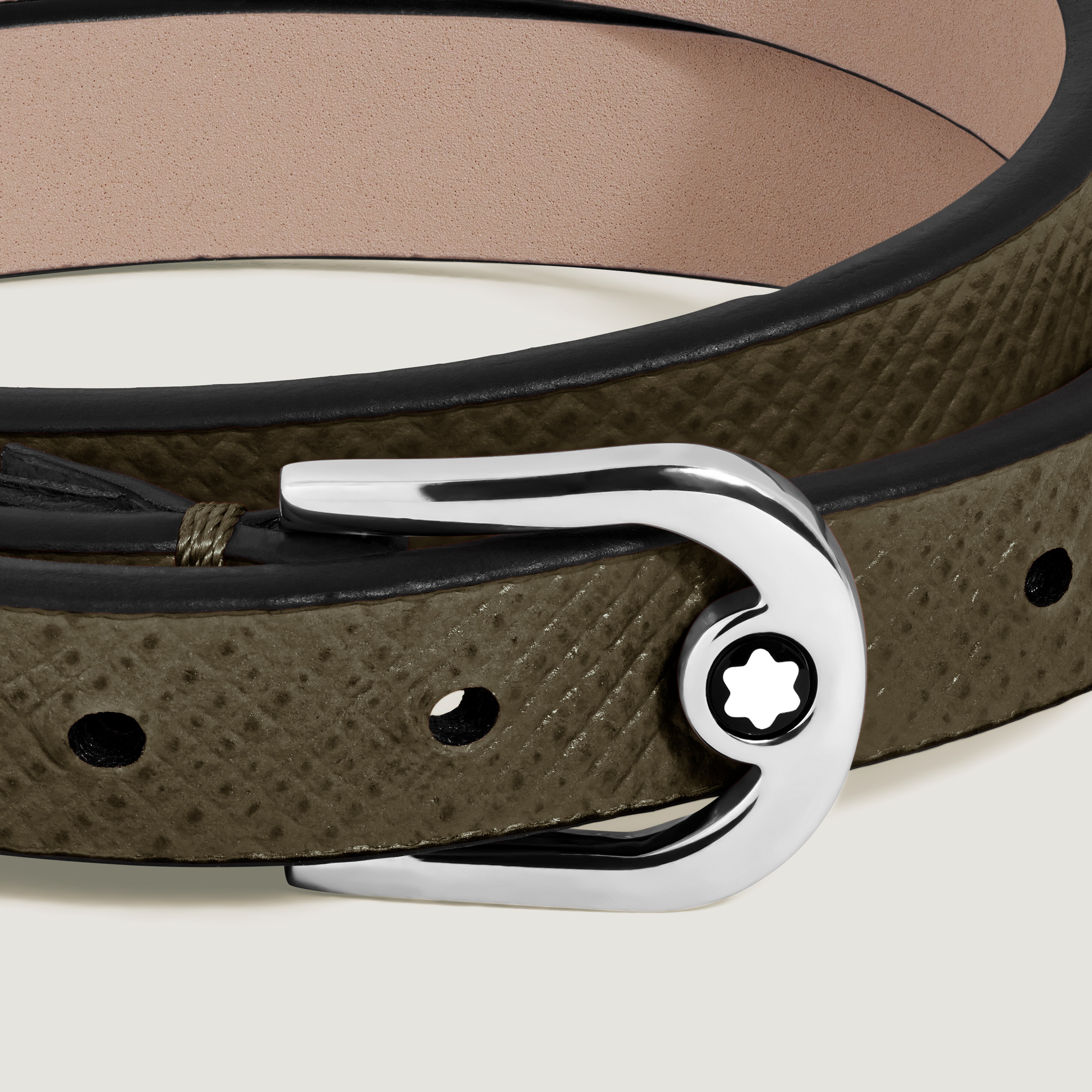 Montblanc - Verstellbares Armband Horseshoe Aus Sartorial Leder - Khaki - Leder - Mb136930 - Armbänder 