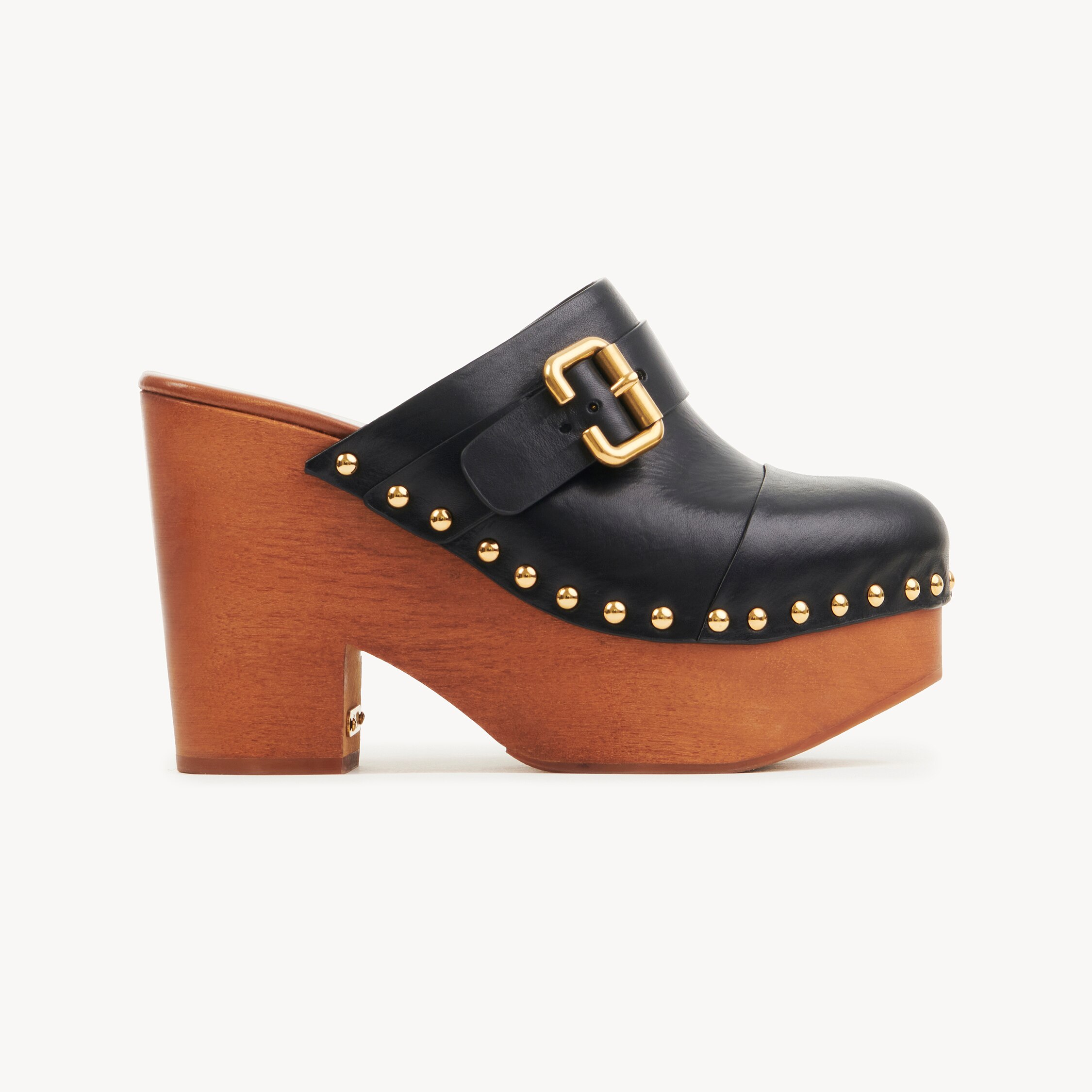 Chloé Chloe Jeannette Leather Wedge Clog In Black