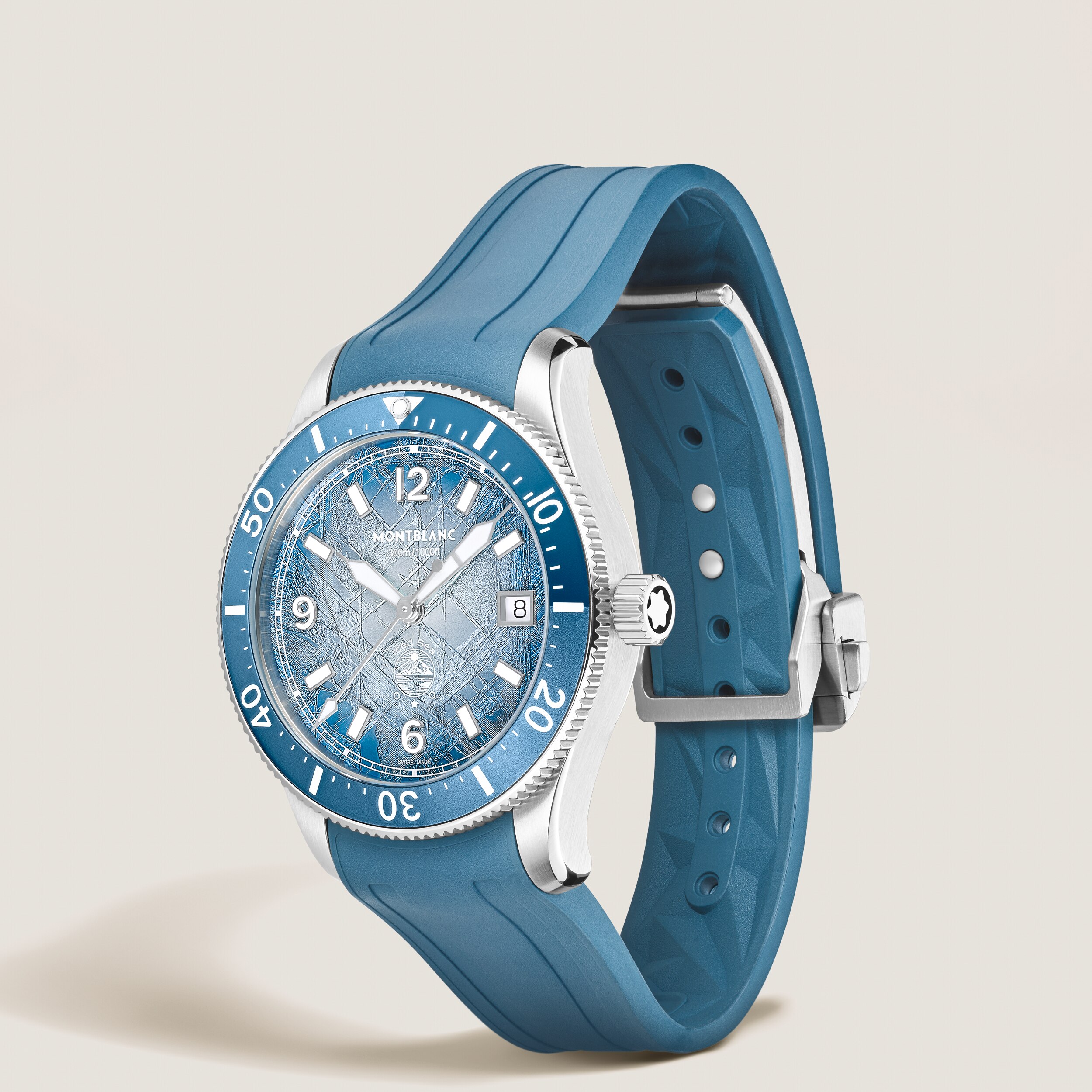  Montblanc - Montblanc Iced Sea Automatic Date 0 Oxygen - Azul Claro - Acero, Aluminio - Mb134023 - Reloj 