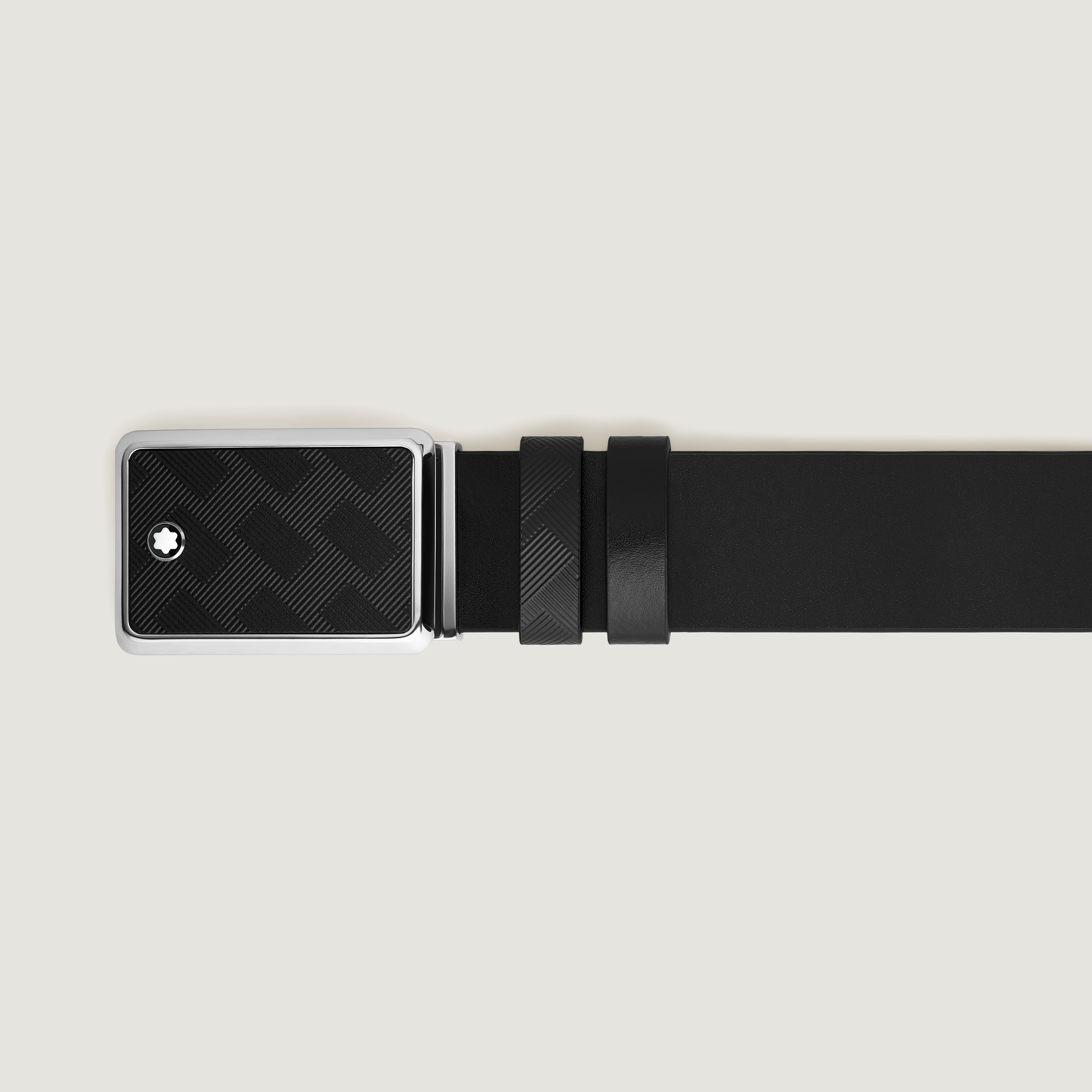  Montblanc - Wendbarer Gürtel Aus Leder In Schwarz/schwarz Mit Intarsien-schließe, 30 Mm - Mb221019 - Gürtel 