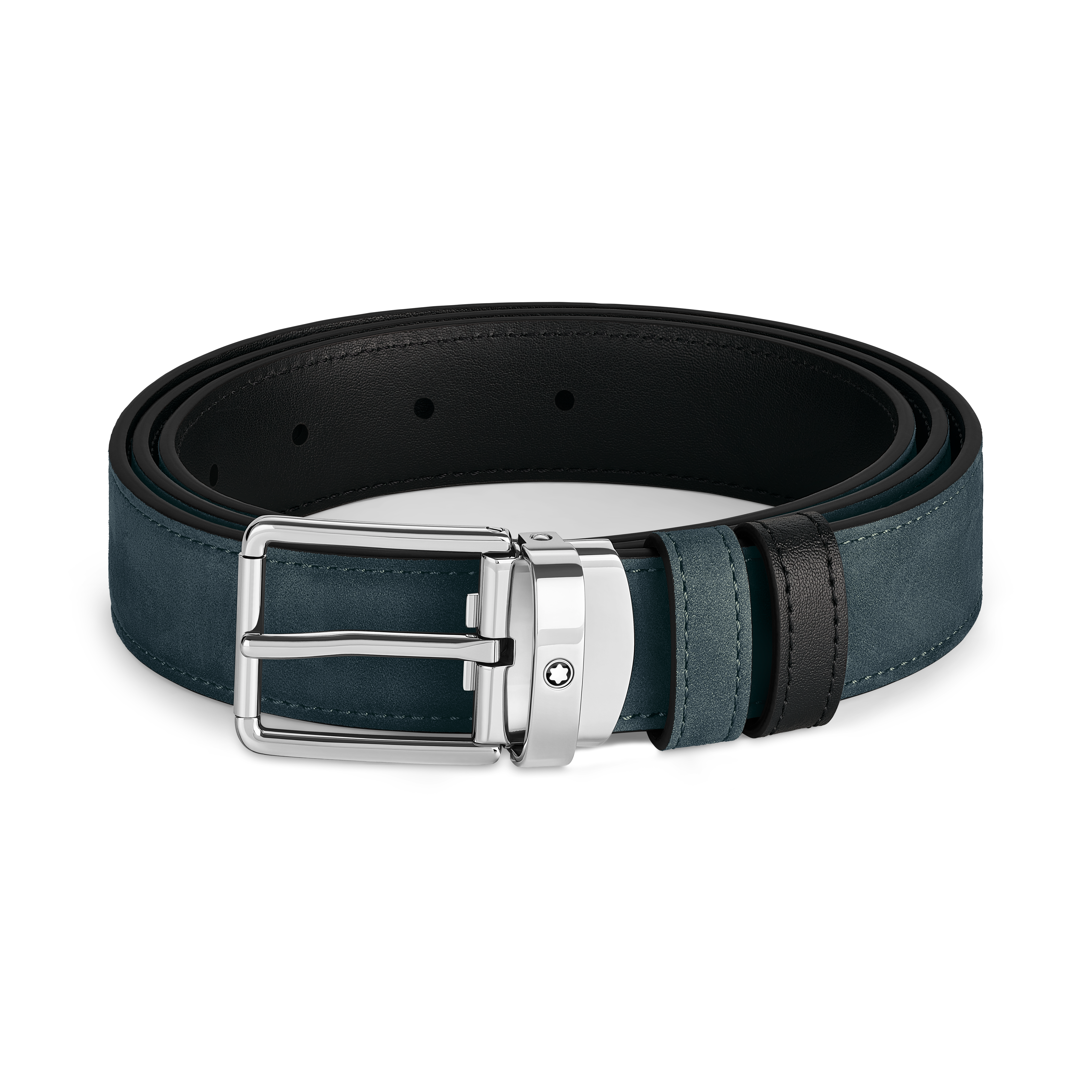  Montblanc - Cinturón Reversible De Piel Azul Terciopelo Y Negra De 30 Mm Con Hebilla Everyday - Mb221005 - Cinturones 