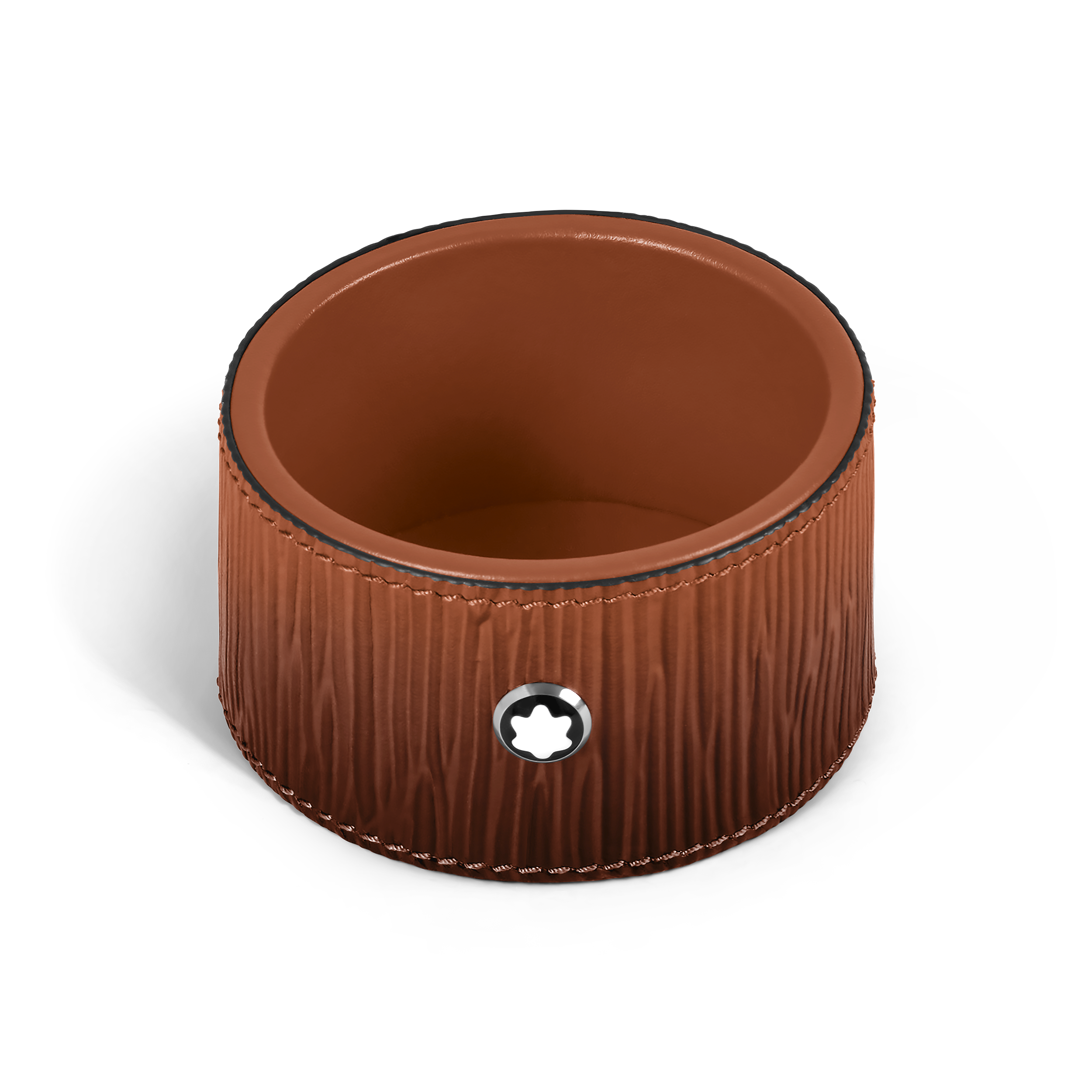Montblanc - Small Round Desk Tray In Corteccia Sfumato Leather - Leather - Mb136841 - Trays   Fauve