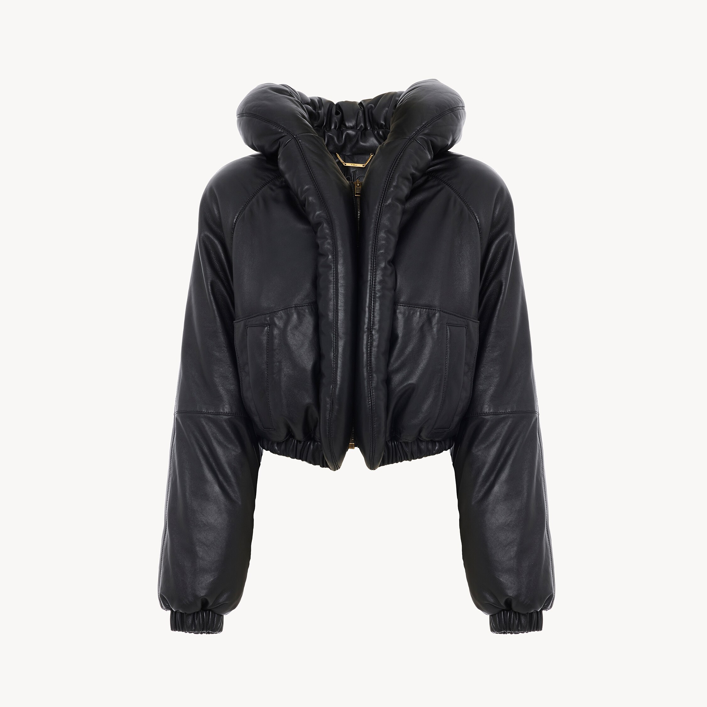Chloé Short Puffer Jacket In Leather In Black