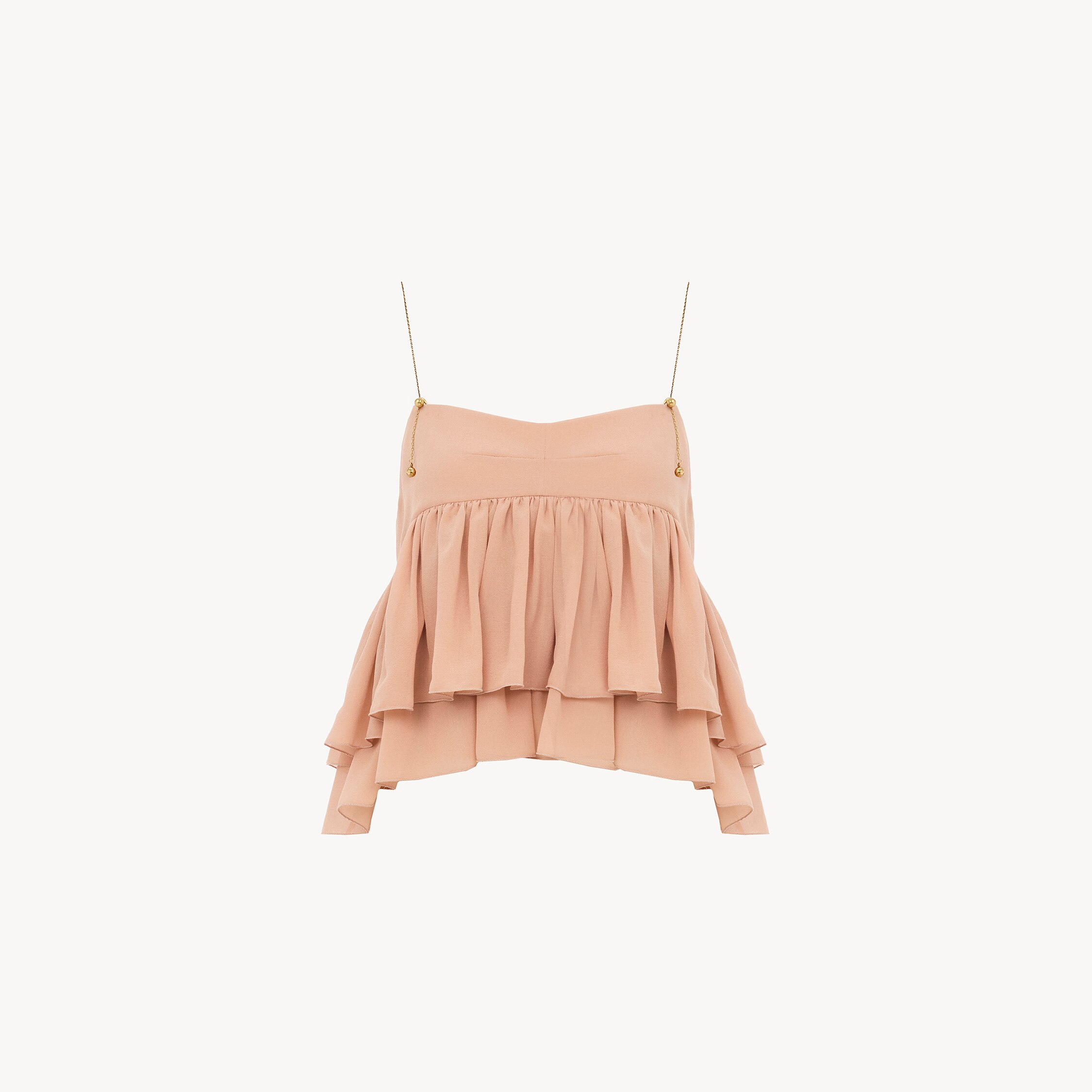 Chloé Sleeveless Ruffled Top In Silk Georgette In Pink