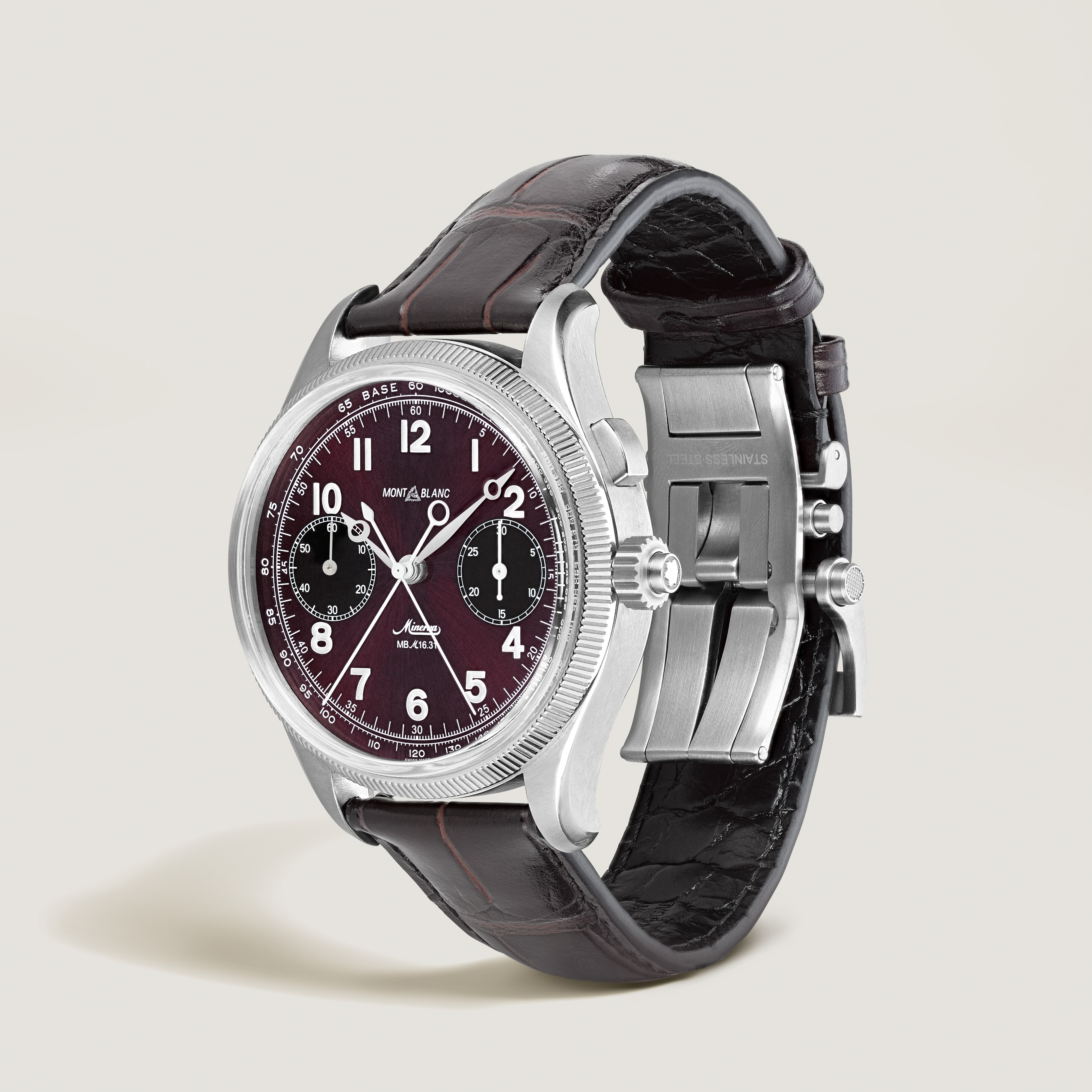  Montblanc - Montblanc 1858 Split Second Chronograph Limited Edition – 100 Exemplare - Burgunderrot - Stahl, Graugold - Mb134029 - Uhr 
