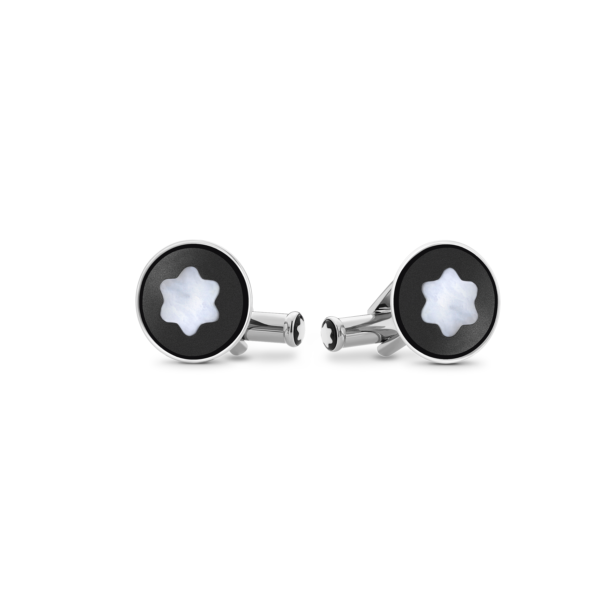  Montblanc - Manschettenknöpfe Mit Schneekappen-emblem Aus Perlmutt - Edelstahl - Mb123810 - Cufflinks 