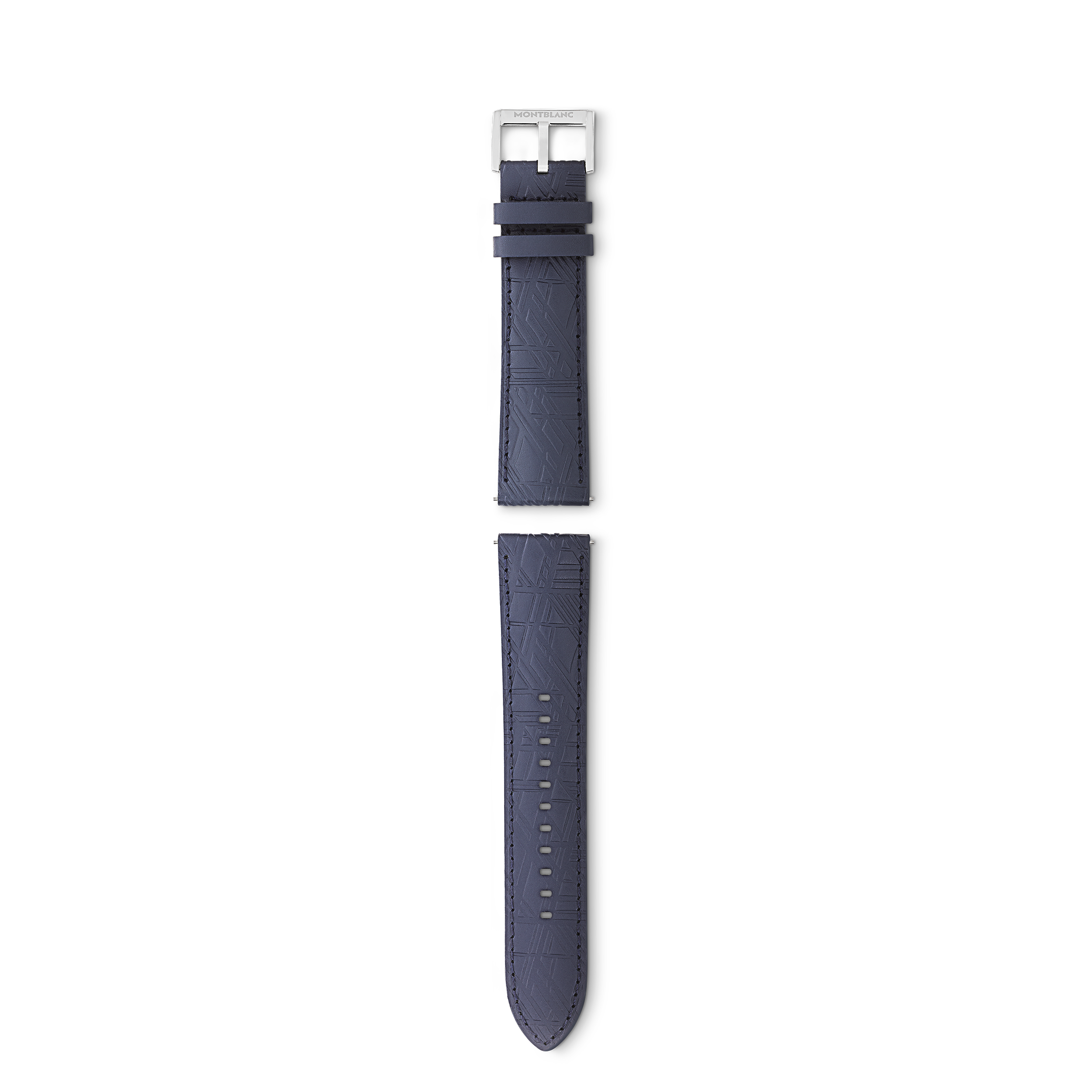  Montblanc - Bracelet En Cuir De Veau Bleu Avec Boucle Ardillon Grise - Bleu - Cuir De Veau - Mb131883 - Bracelets Connectés 