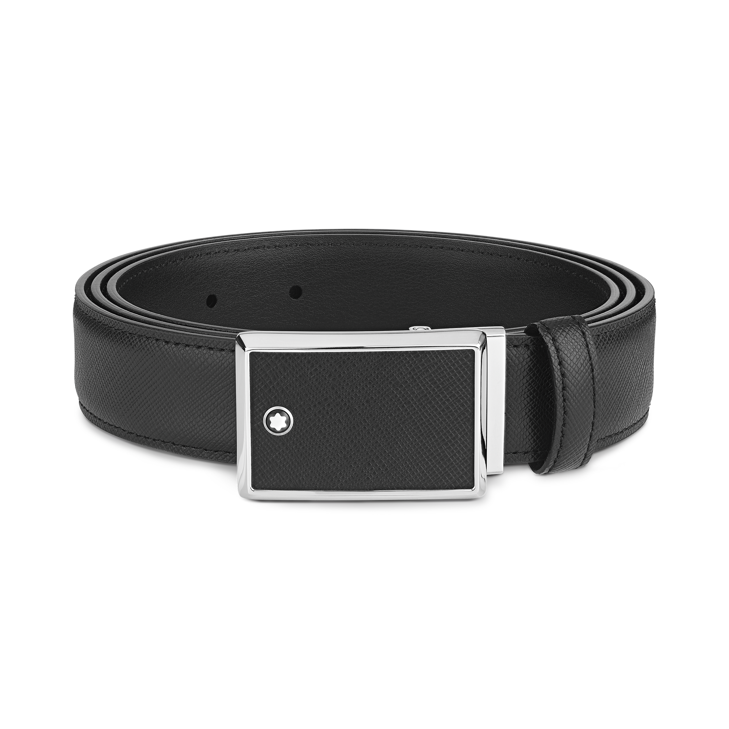  Montblanc - Gürtel Mit Intarsien-schließe 30 Mm Aus Sartorial Leder - Schwarz - Leder - Mb114421 - Gürtel 