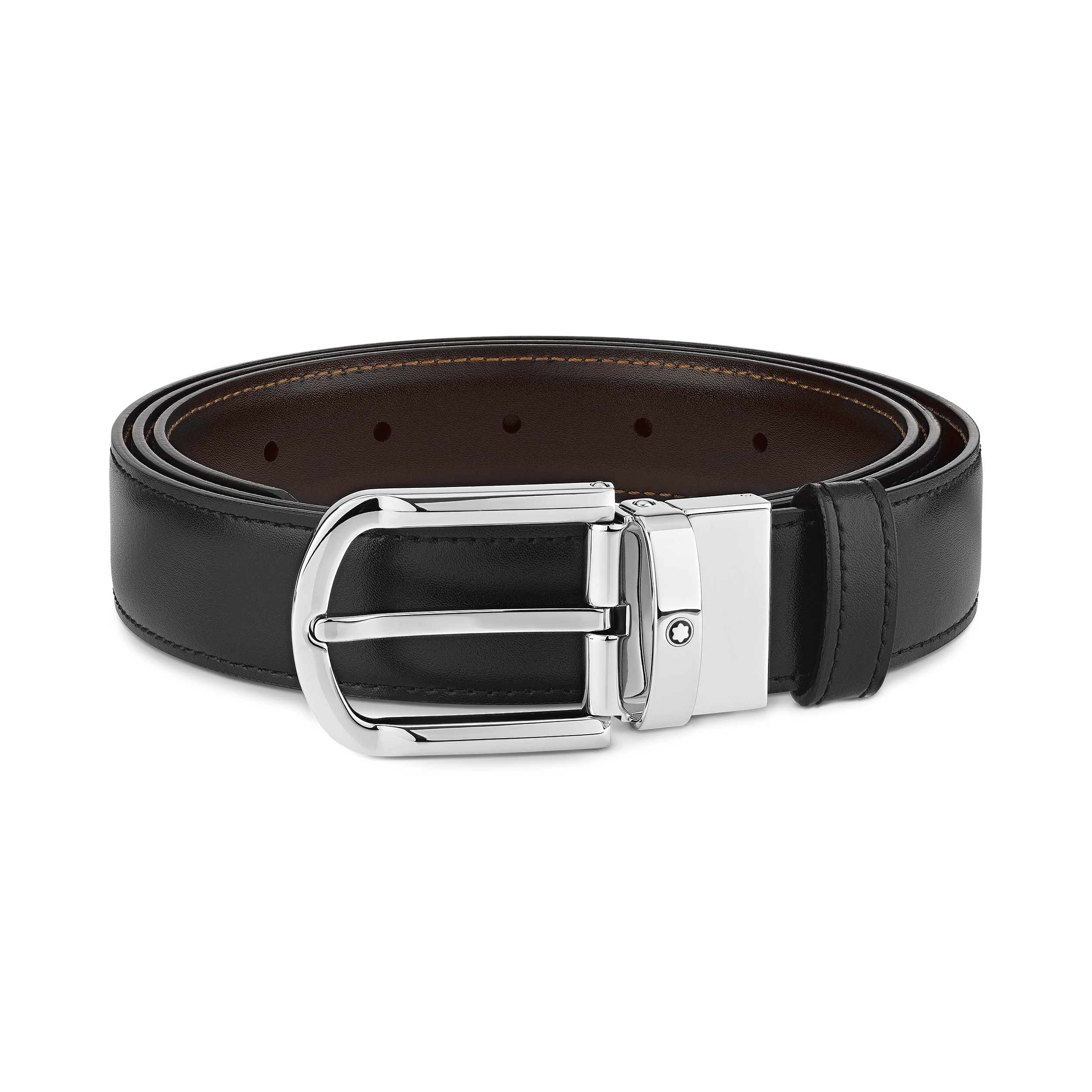  Montblanc - Wendbarer Gürtel Mit Hufeisenförmiger Schließe 30 Mm Aus Leder - Schwarz | Braun - Leder - Mb111080 - Gürtel 
