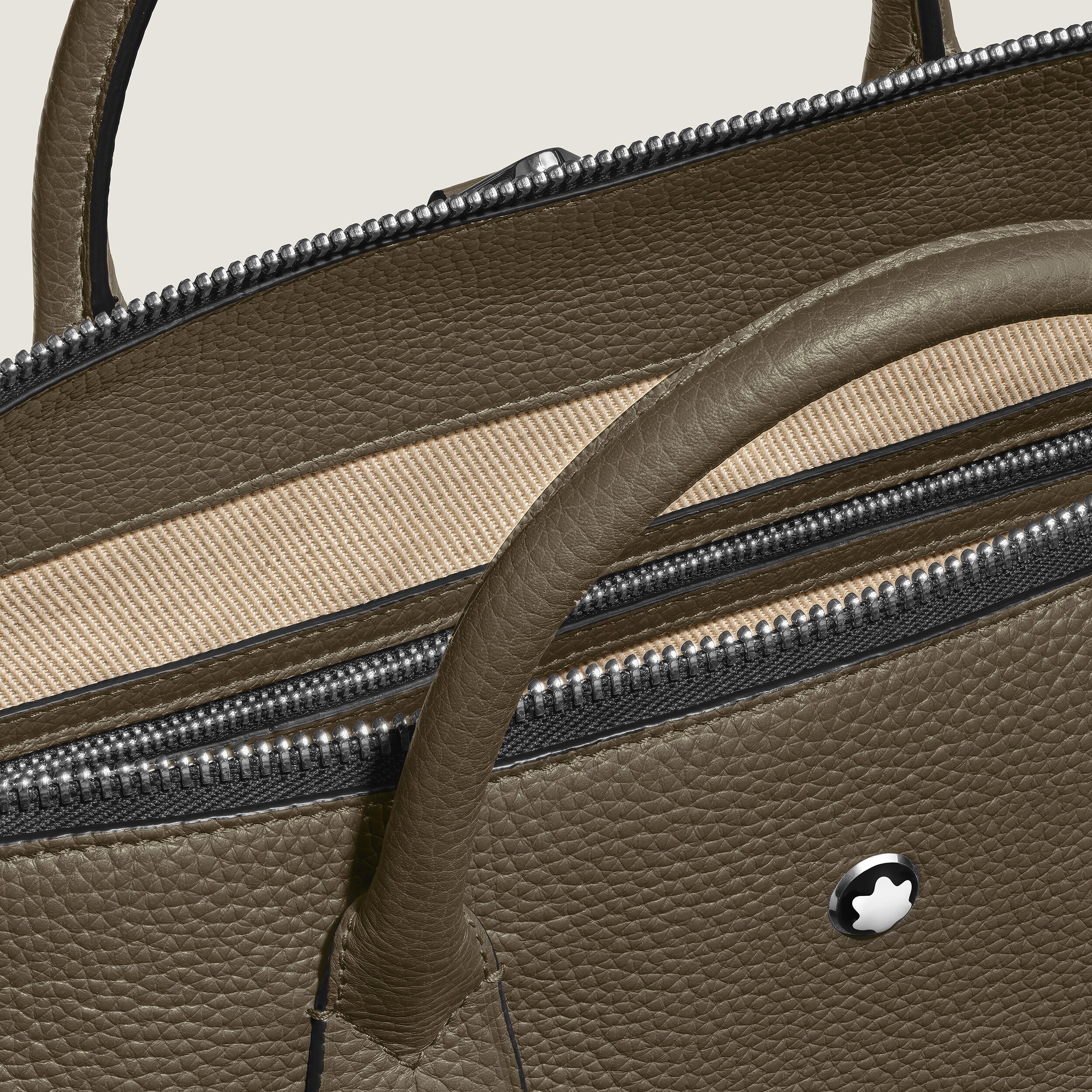  Montblanc - Schreibmappe Montblanc Companion Groß - Khaki - Leder - Mb220193 - Tragetaschen 