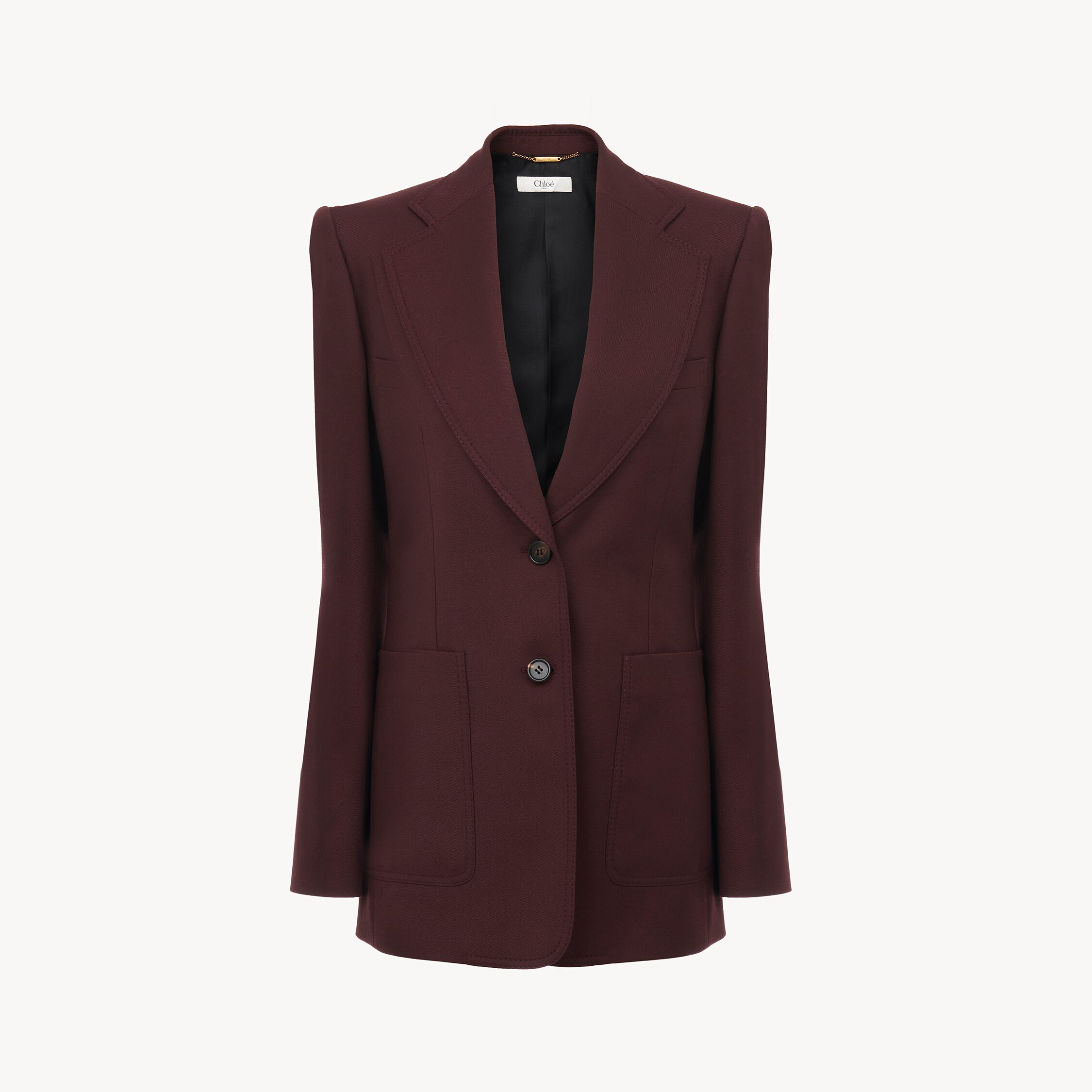 Chloé Single-breasted Tailored Jacket In Wool Gabardine In Brown