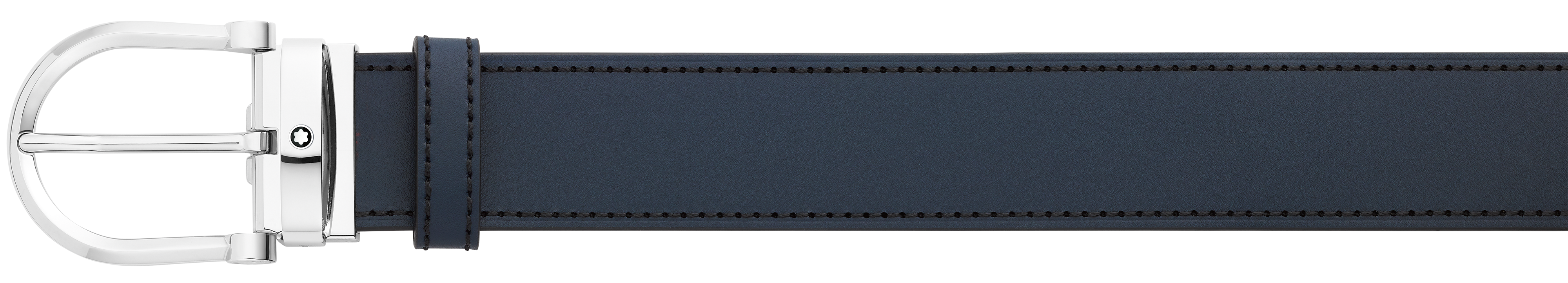  Montblanc - Wendbarer Gürtel Mit Hufeisenförmiger Schließe 35 Mm Aus Leder - Blauschwarz (permanent, Eisengallushaltig) - Leder - Mb128784 - Gürtel 
