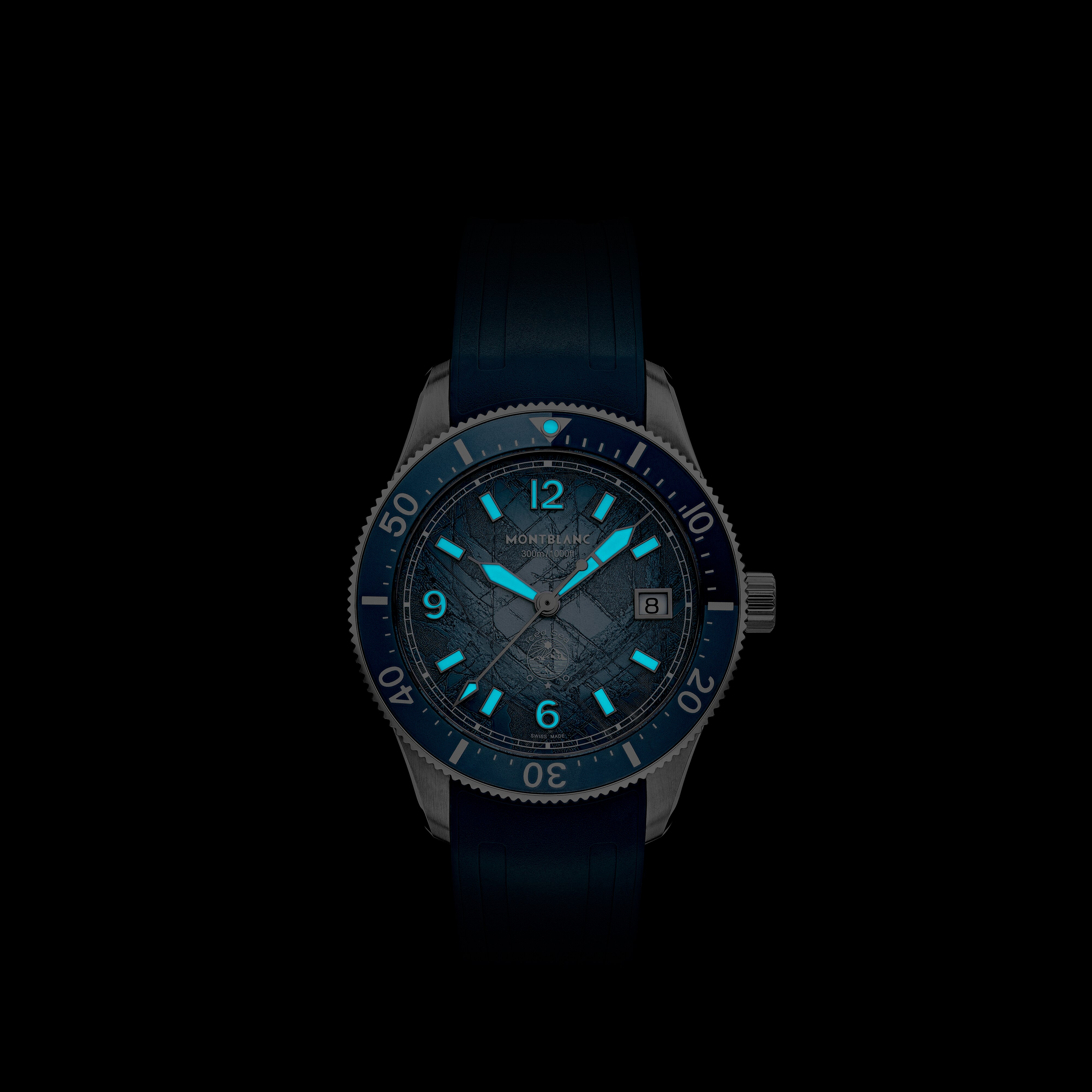  Montblanc - Montblanc Iced Sea Automatic Date 0 Oxygen - Azul Claro - Acero, Aluminio - Mb134023 - Reloj 