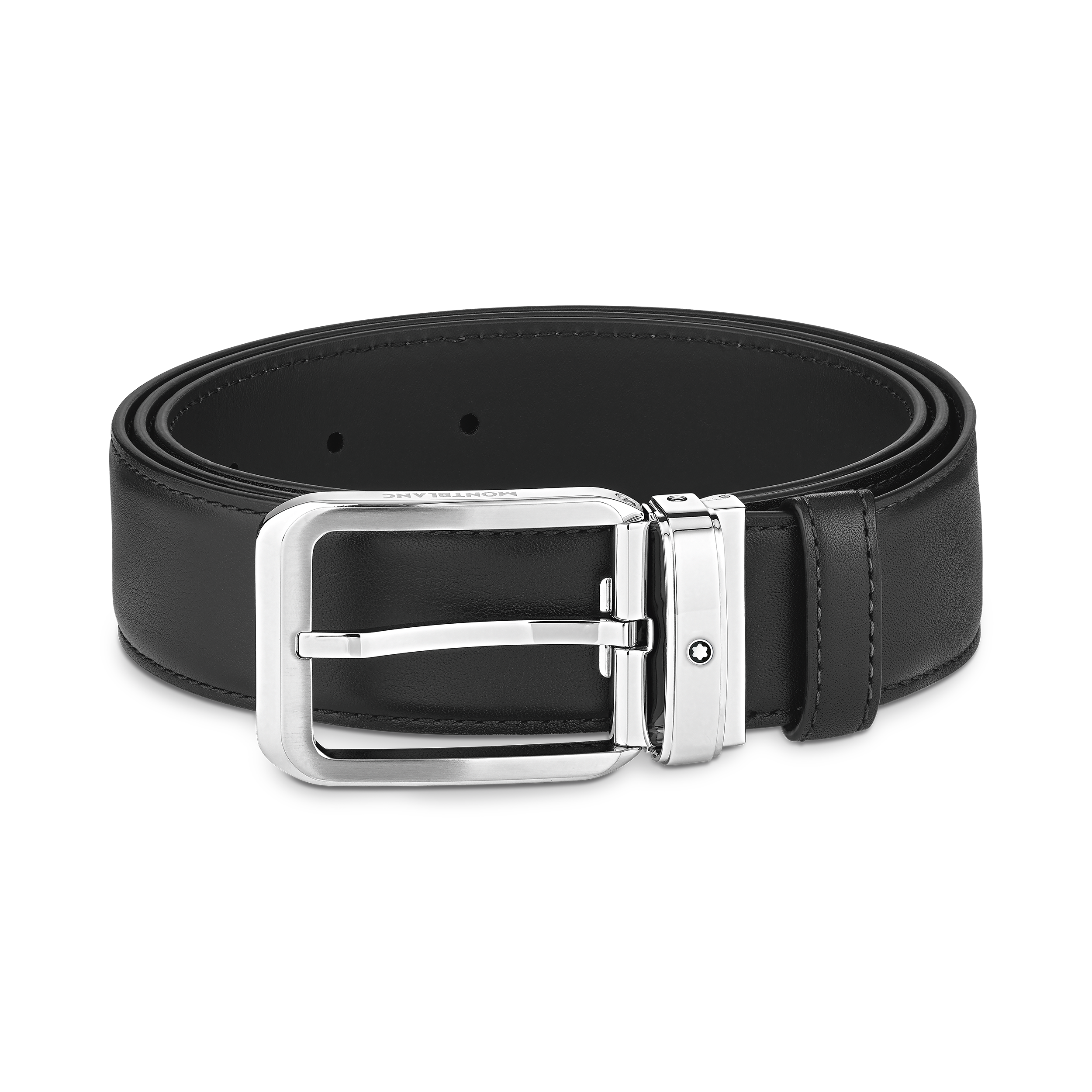  Montblanc - Rechteckiger Gürtel 35 Mm Aus Leder - Schwarz - Leder - Mb129455 - Gürtel 