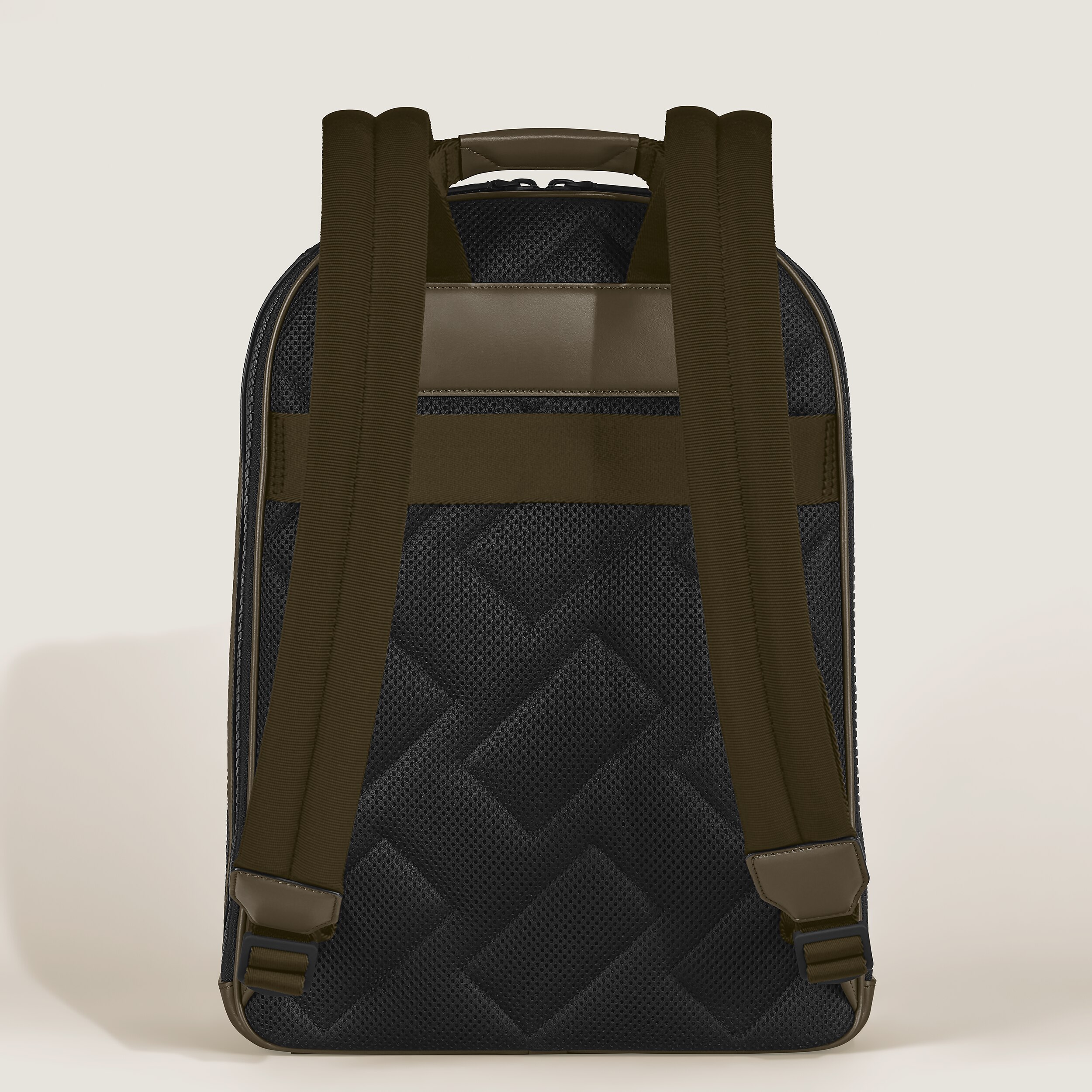  Montblanc - Mittelgroßer Rucksack Mit 3 Fächern Aus Extreme Leder - Khaki - Leder - Mb221594 - Rucksäcke 
