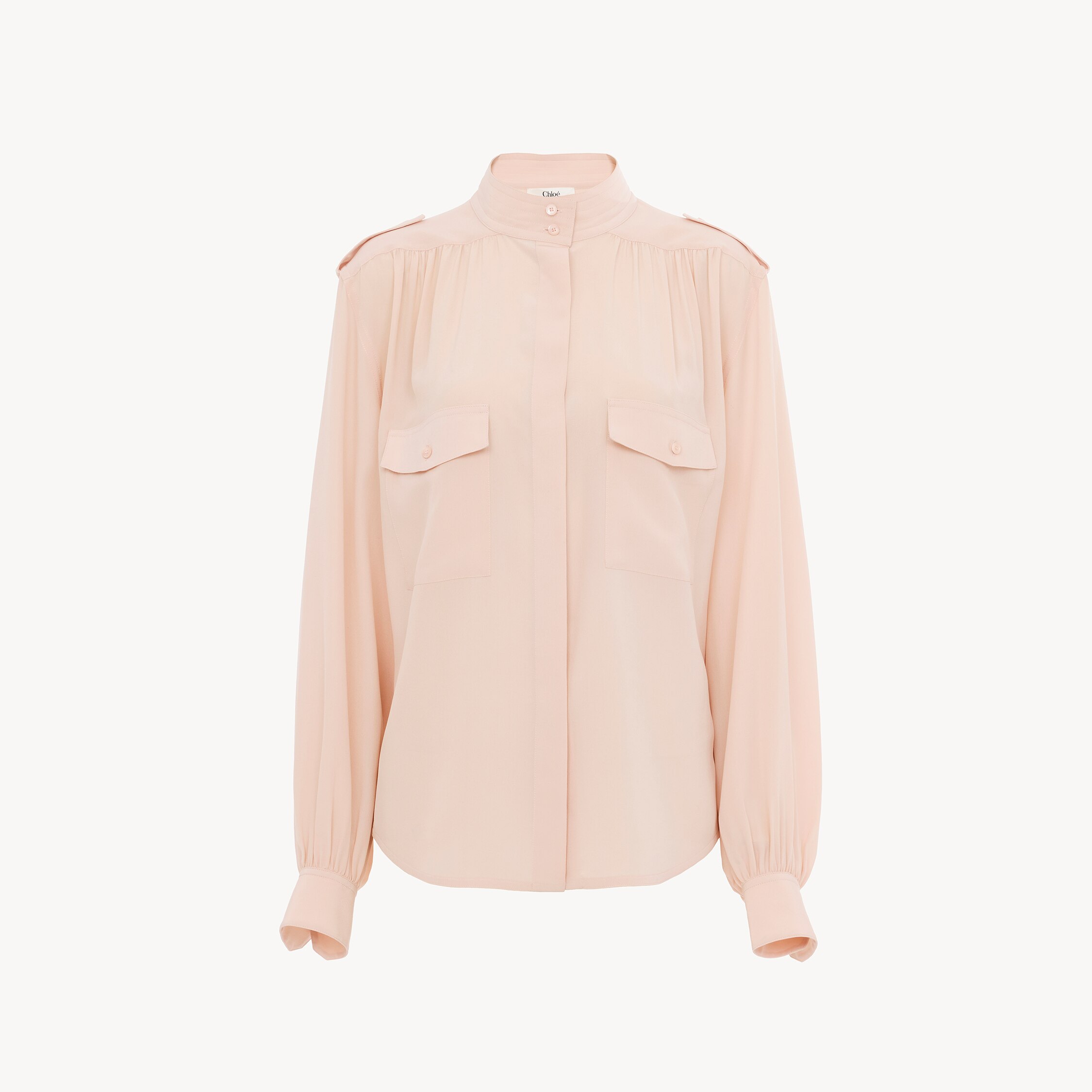 Chloé Gathered Blouse In Crêpe De Chine In Pink