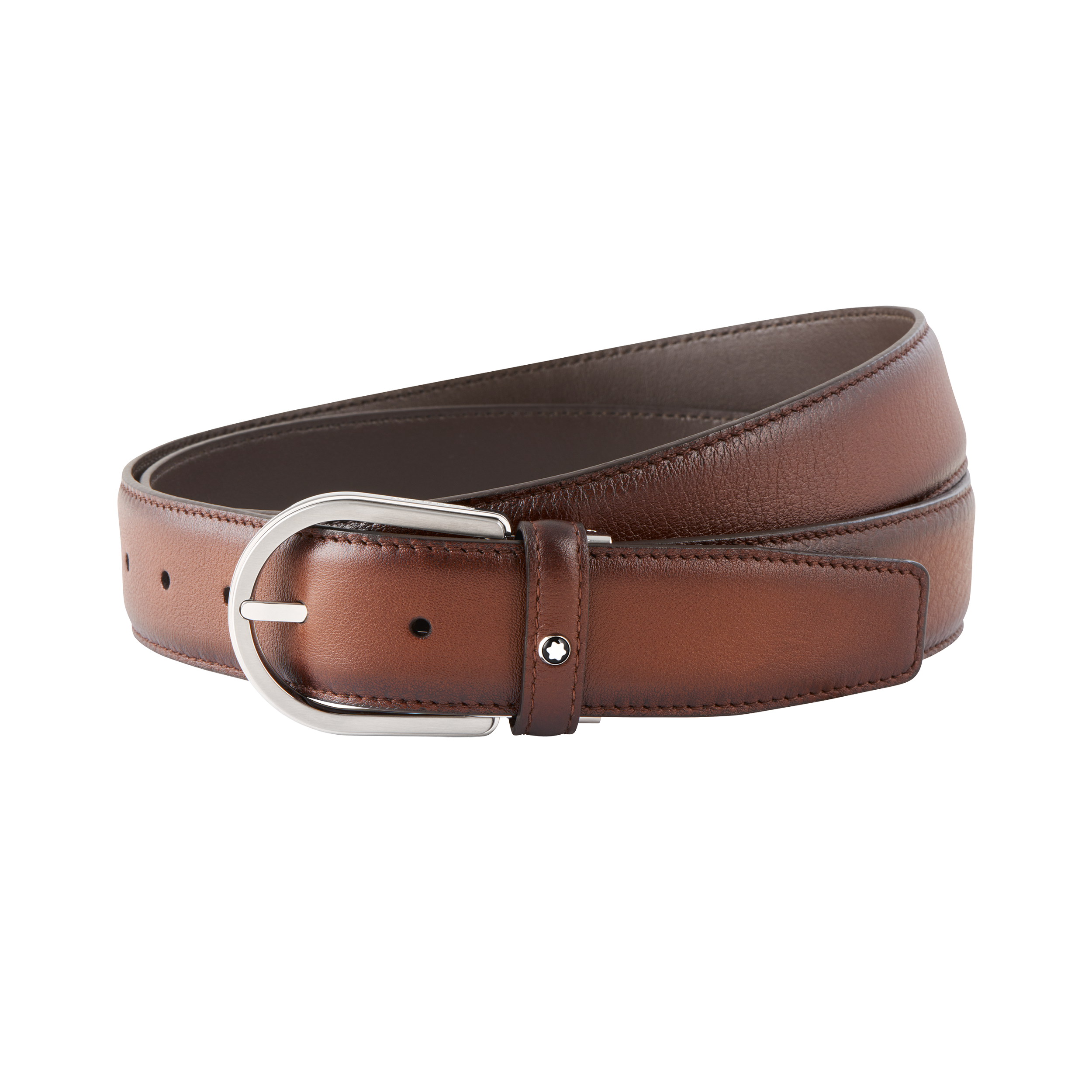  Montblanc - Gürtel Mit Hufeisenförmiger Schließe 35 Mm Aus Leder - Braun - Leder - Mb118413 - Gürtel 