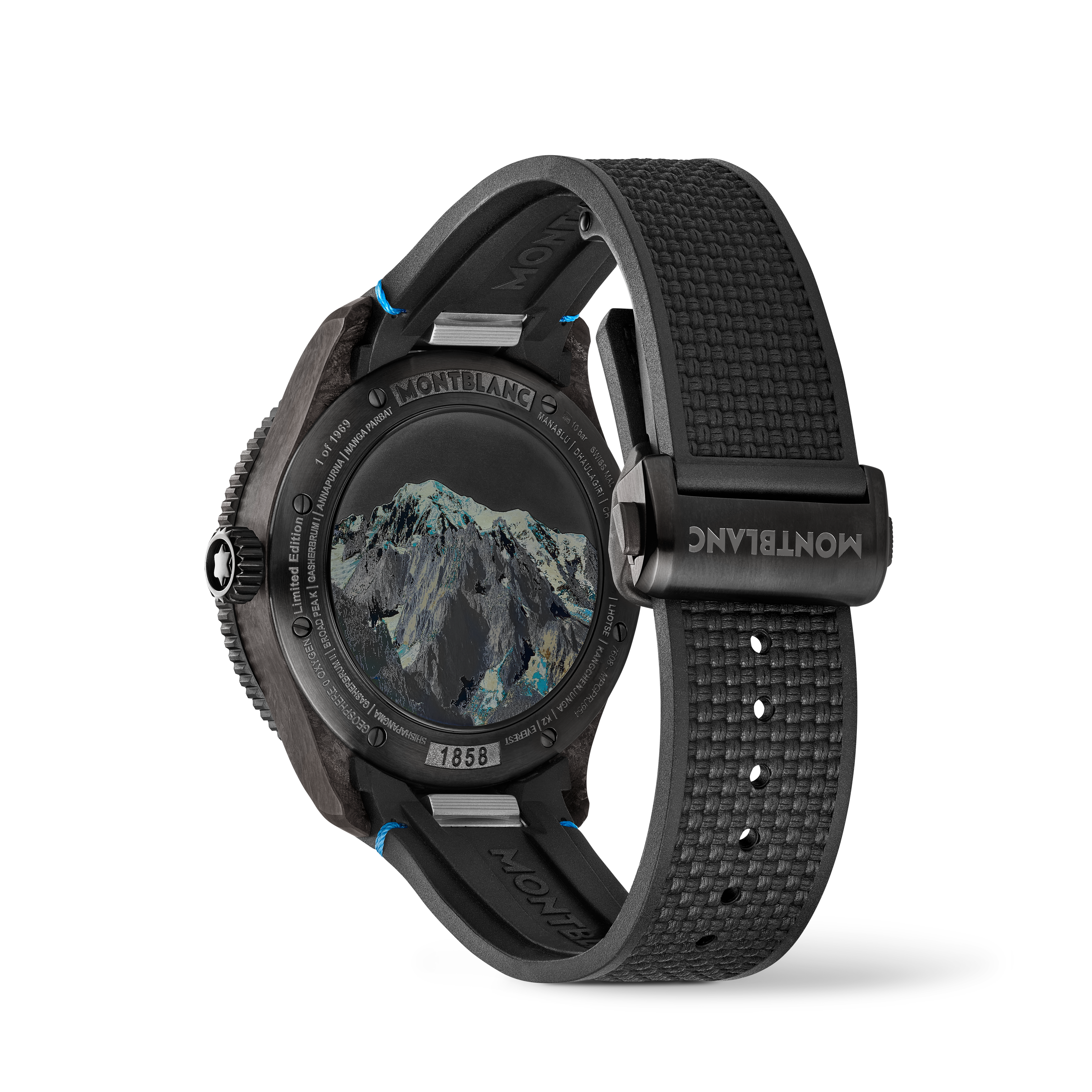  Montblanc - Montblanc 1858 Geosphere Carbo₂ 0 Oxygen Edizione Limitata - 1969 Esemplari - Nero - Titanio, Carbonio - Mb132300 - Orologio 