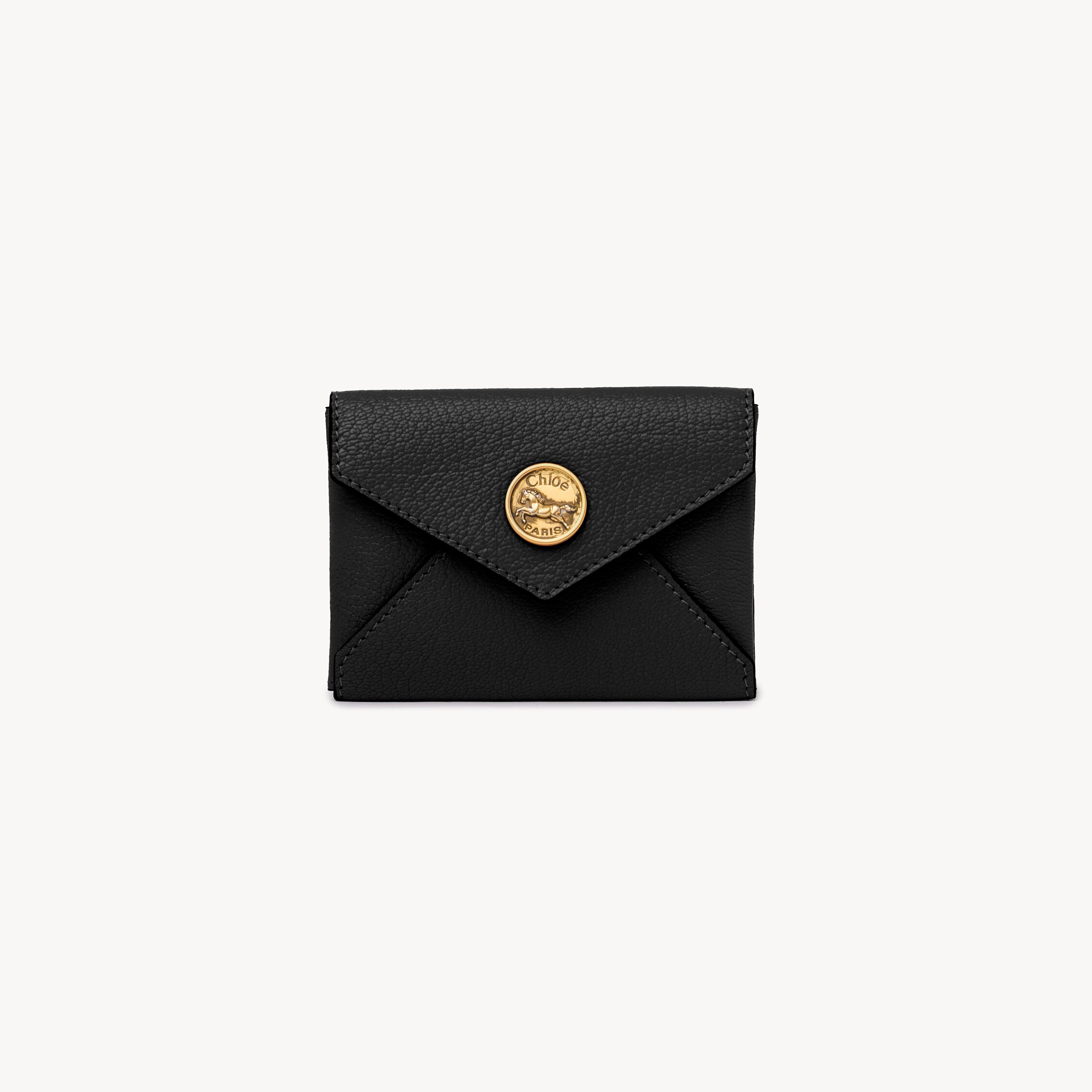 Chloé Envelope Card Holder In Grained Leather In Black