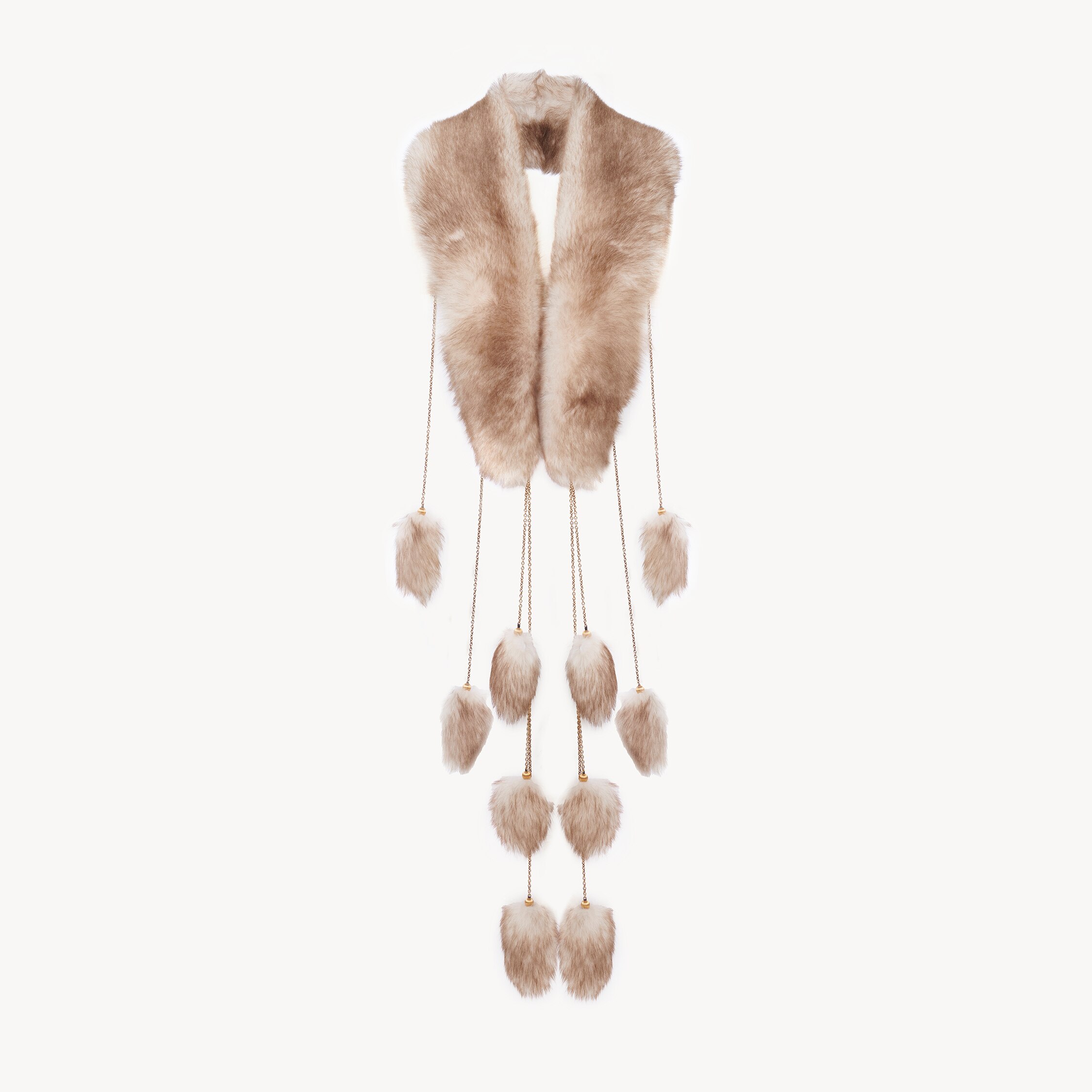 Chloé The Treasure Tails Scarf In Shearling In Neutral
