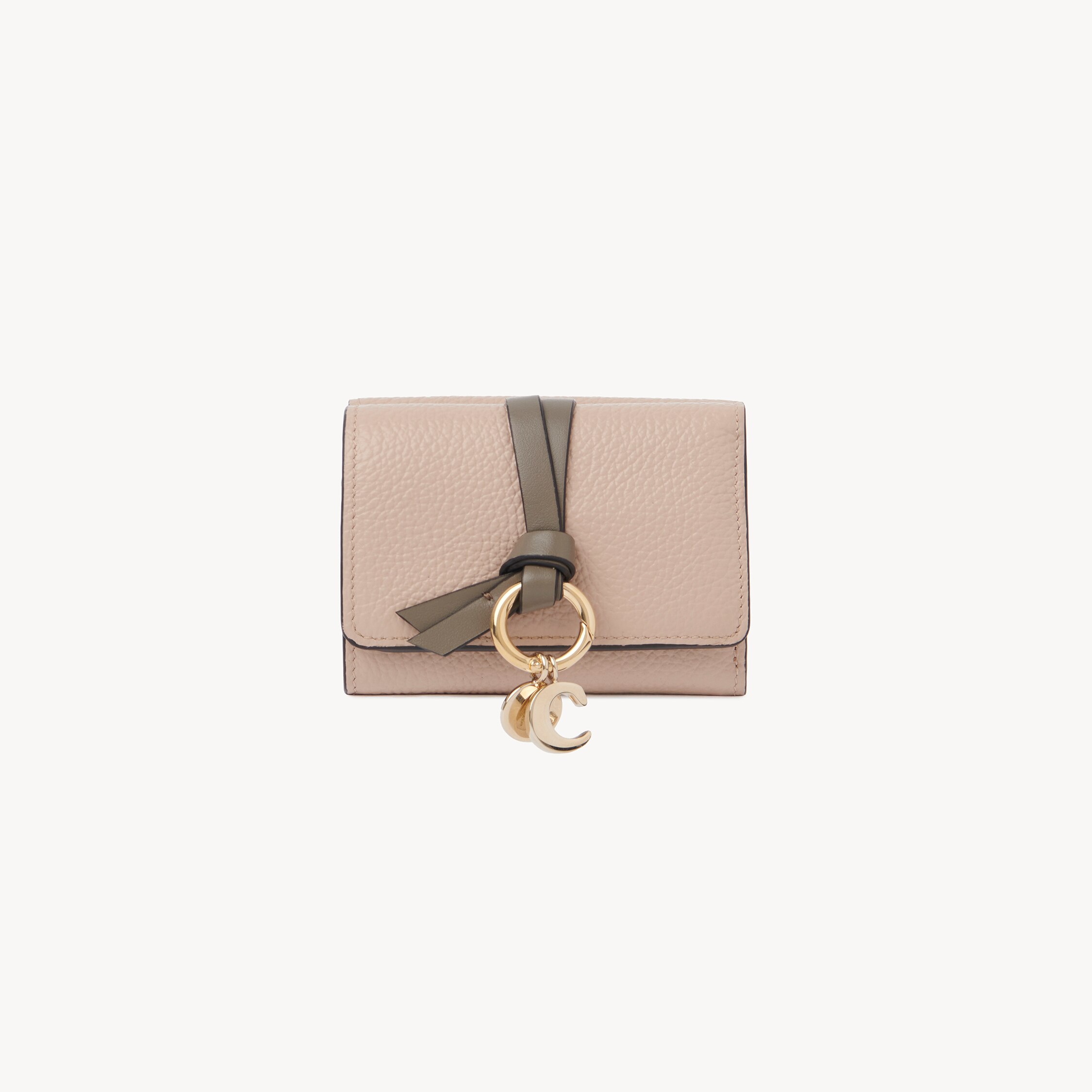 Chloé Mini Alphabet Tri-fold In Grained Leather In Nude