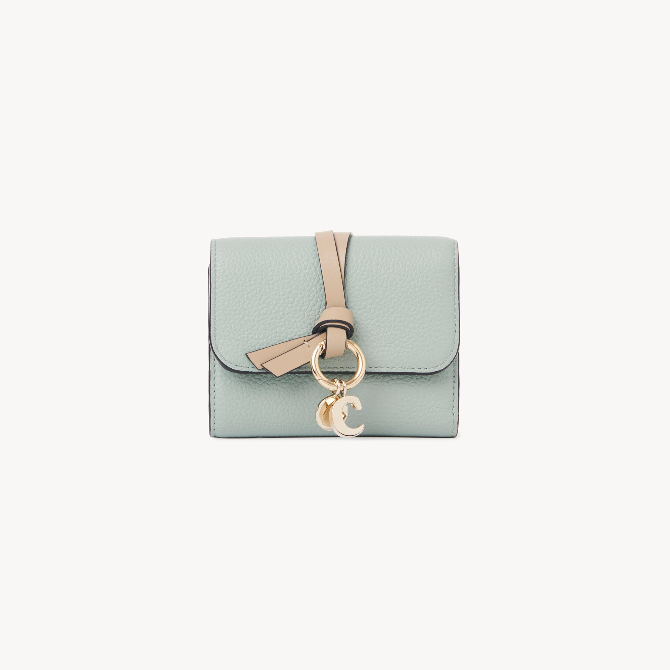 Chloé Small Alphabet Tri-fold In Grained Leather In Blue