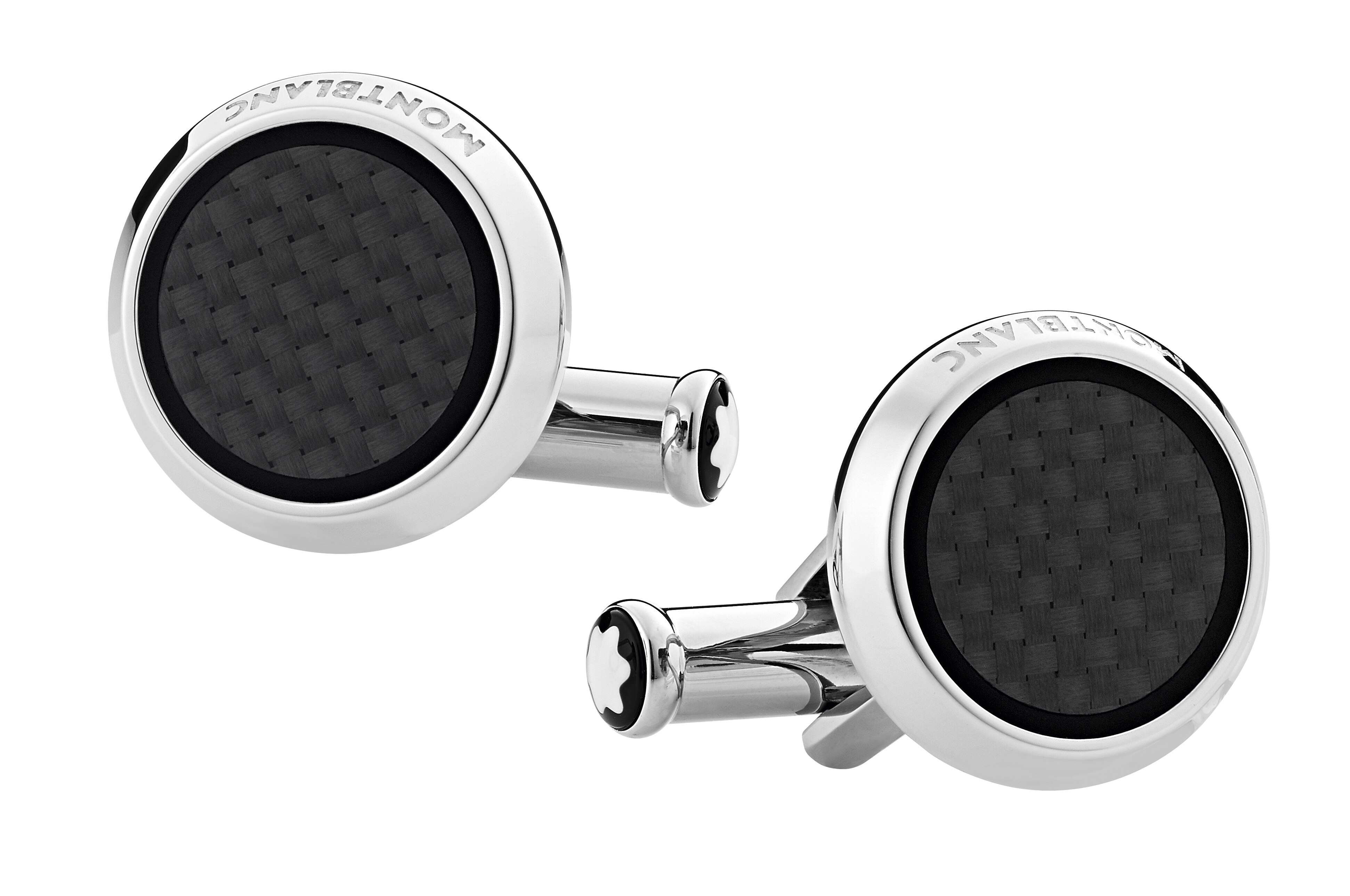  Montblanc - Gemelli Meisterstück Con Inserti Con Motivo Carbonio - Acciaio Pregiato - Mb124295 - Gemelli 