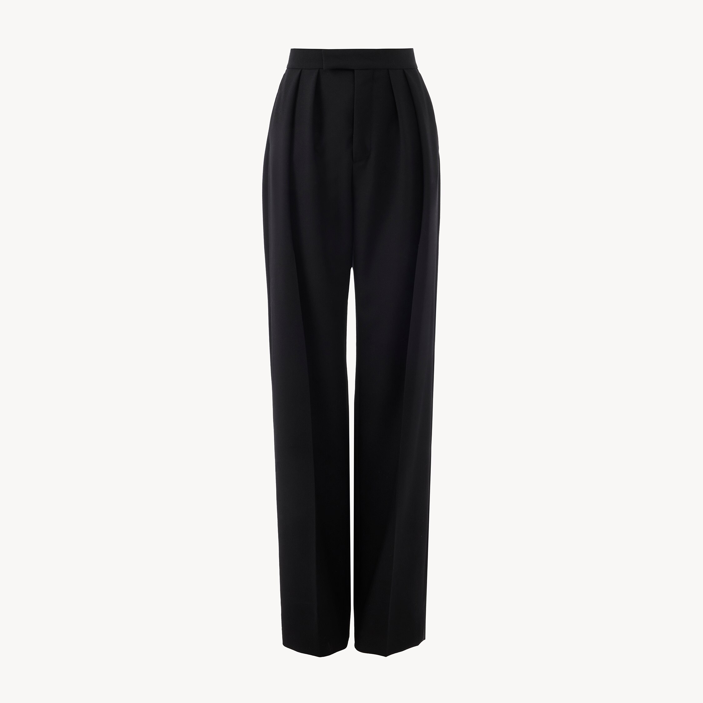 Chloé Pantalon Tailleur Taille Haute En Gabardine De Laine In Black