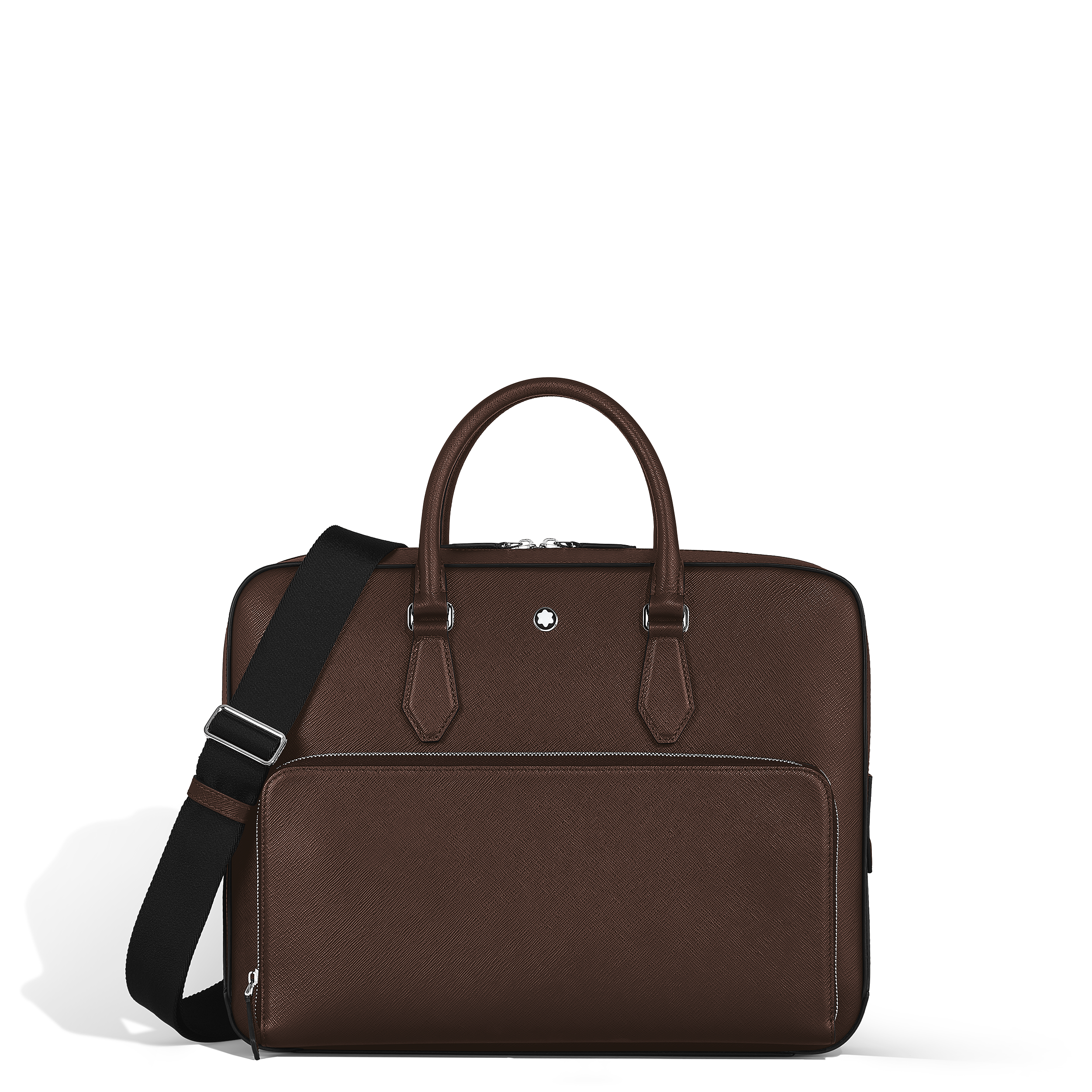 Montblanc - Medium Briefcase With Pocket In Sartorial Leather - Leather - Mb222925 - Document Cases   Ebony Colour