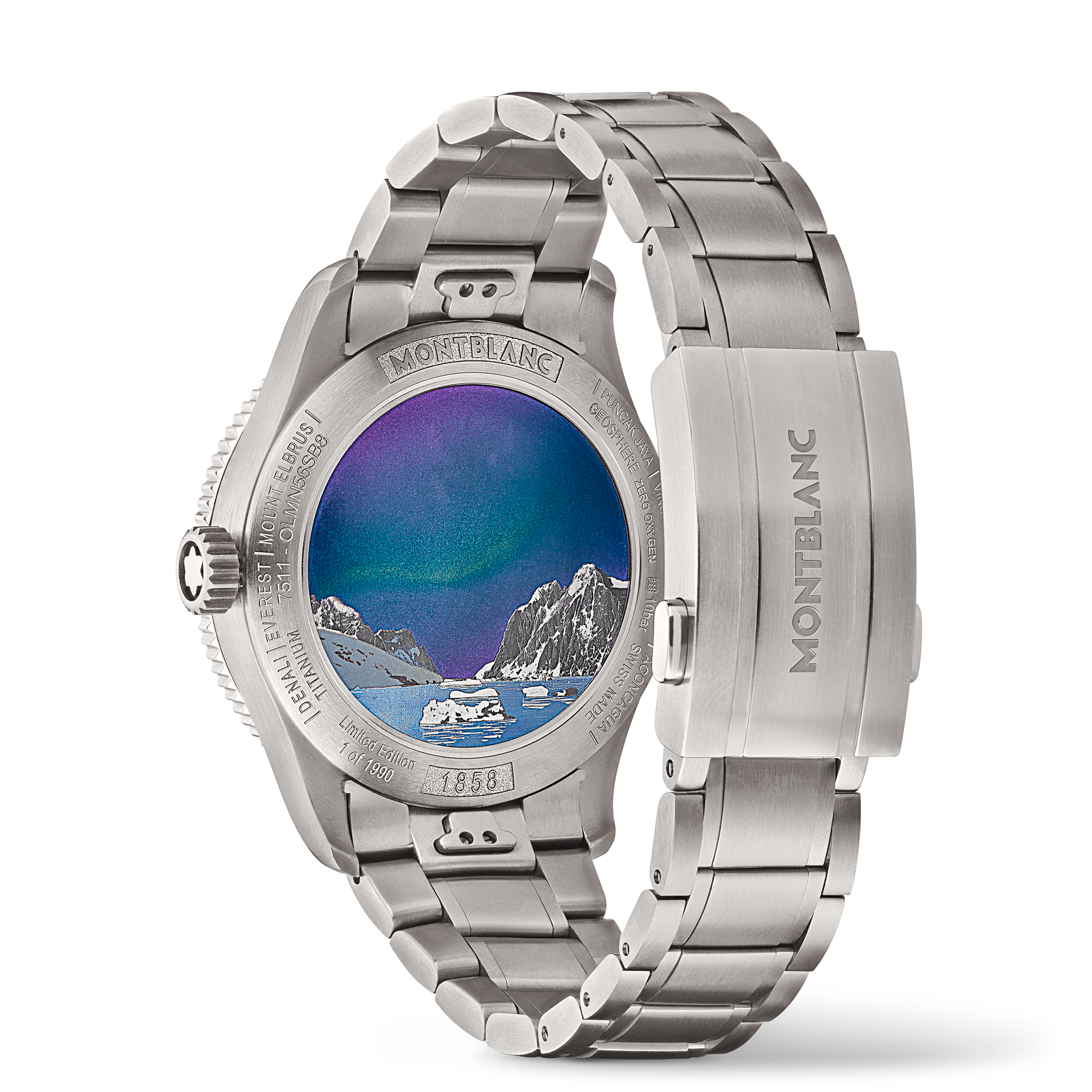  Montblanc - Montblanc 1858 Geosphere 0 Oxygen South Pole Exploration Edizione Limitata - 1990 Esemplari - Azzurro - Titanio, Acciaio, Alluminio - 