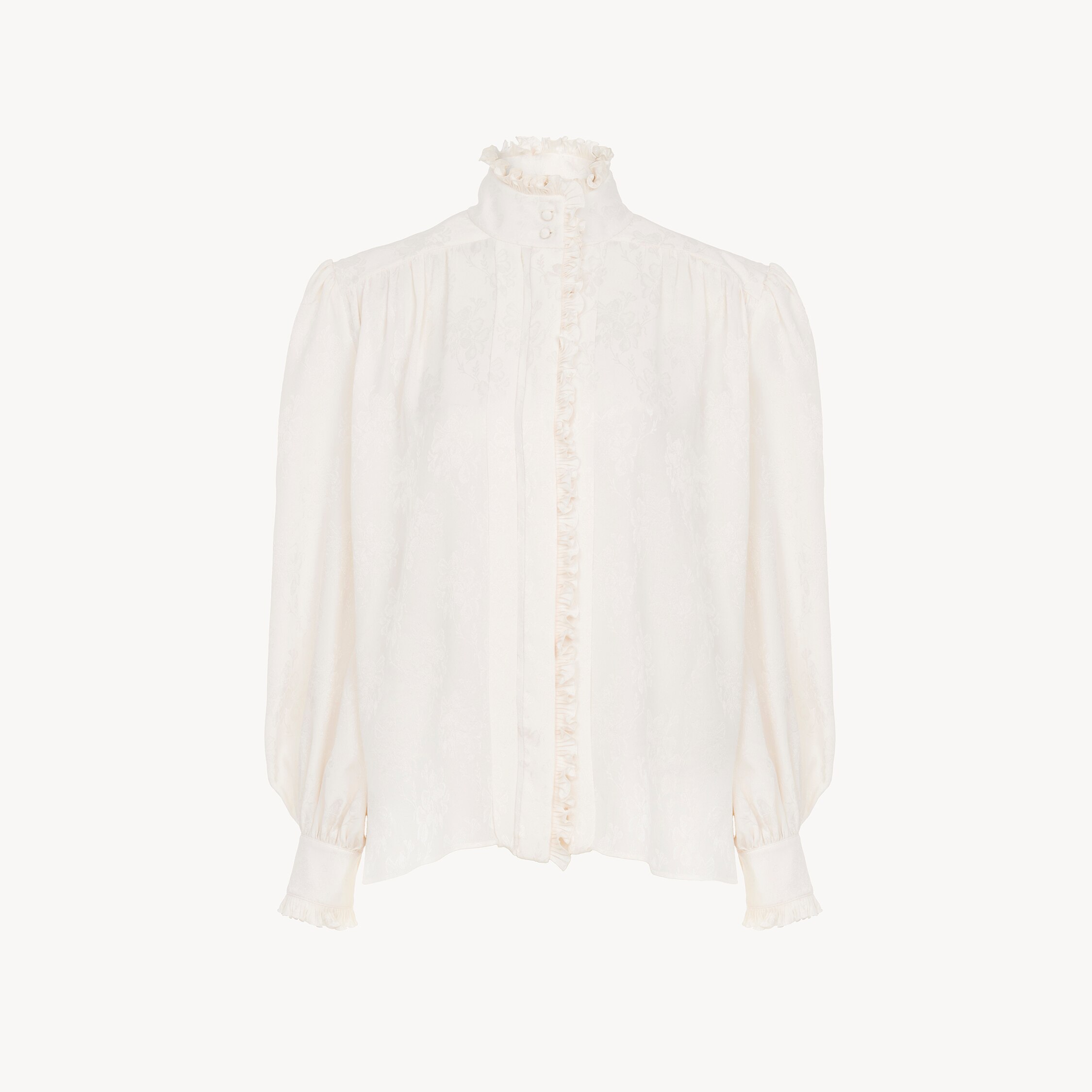Chloé Blouse Oversize À Volants En Soie Jacquard In White