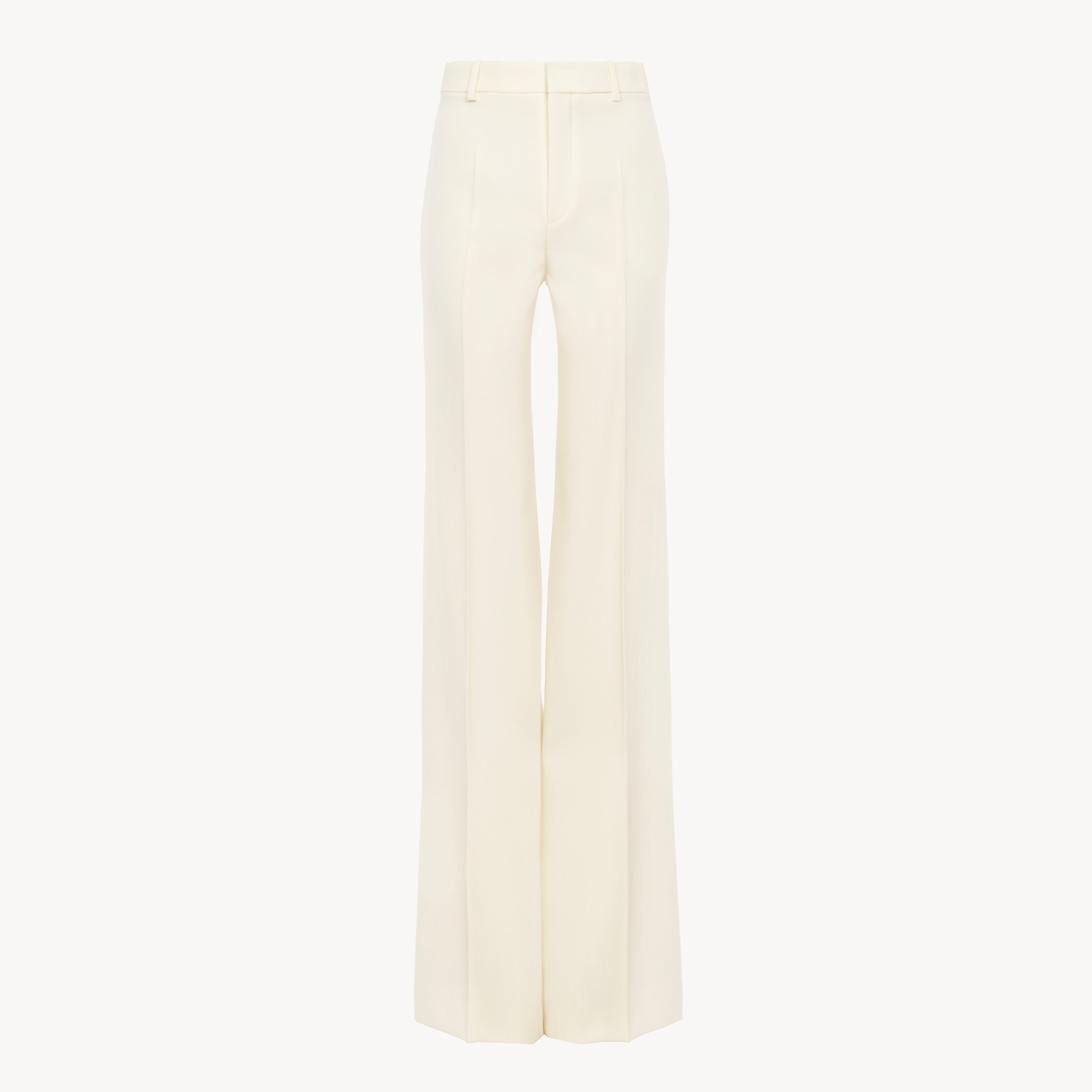 Chloé Pantalon Taille Haute Évasé En Laine Grain De Poudre In Neutral