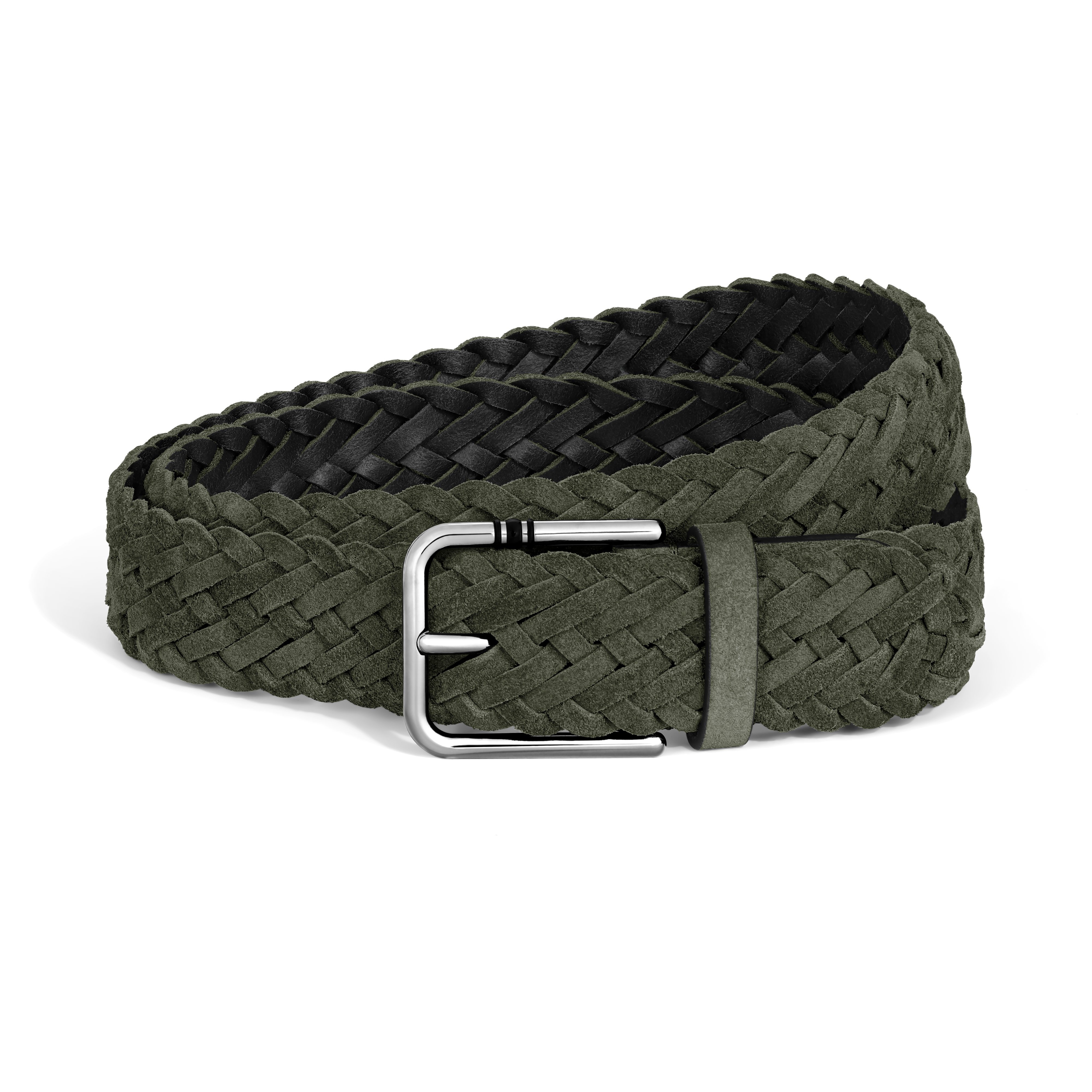  Montblanc - 35-mm-gürtel Aus Veloursleder Mit Quadratischer Meisterstück Schließe M - Grün - Mb222249 - Gürtel 