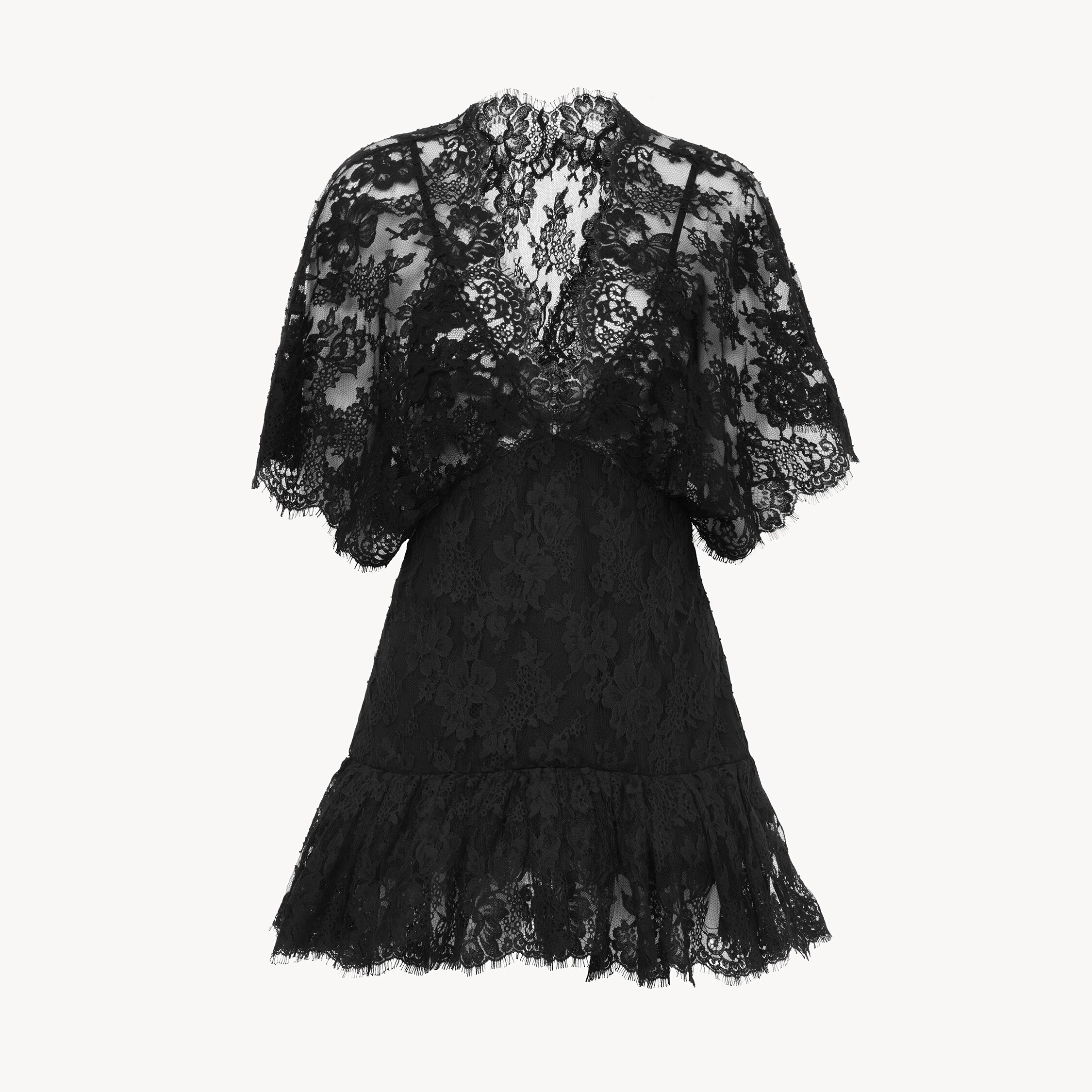 Chloé Lace Short-sleeve Ruffle Top In Black