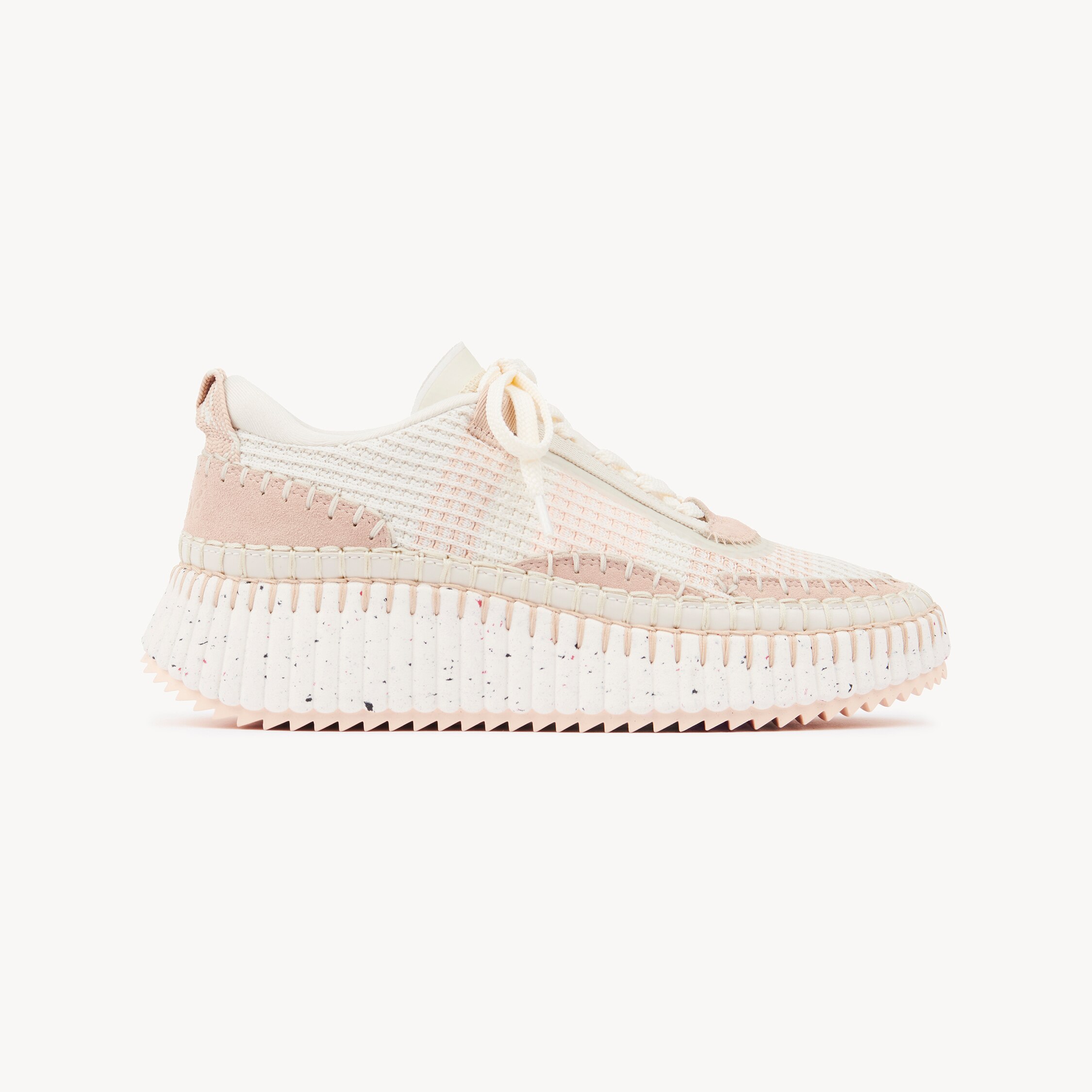 Chloé Nama Beige Mesh Sneakers In Pink
