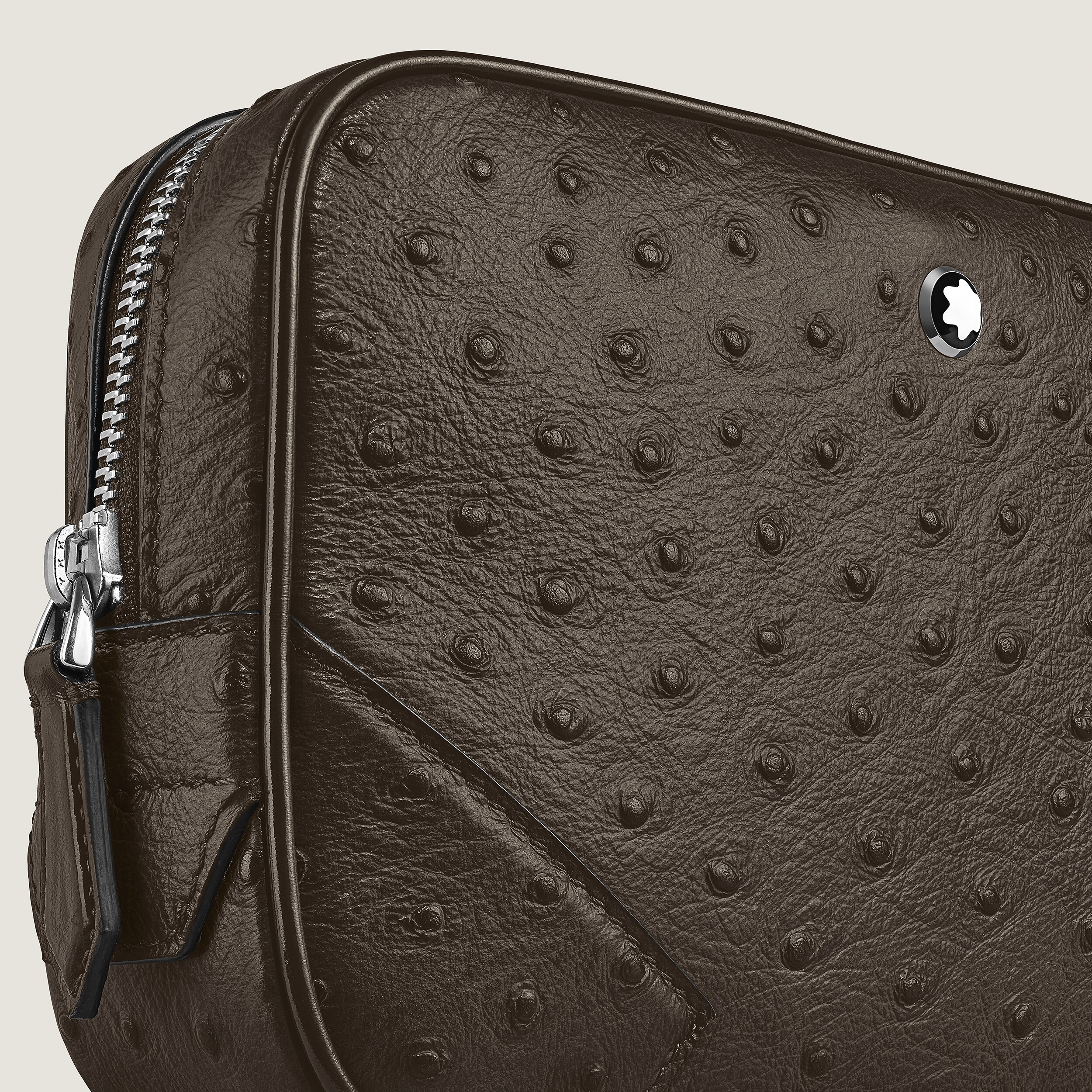  Montblanc - Mini Umhängetasche Aus Leder Mit Straußenprägung - Khaki - Leder - Mb220469 - Messenger Bags 