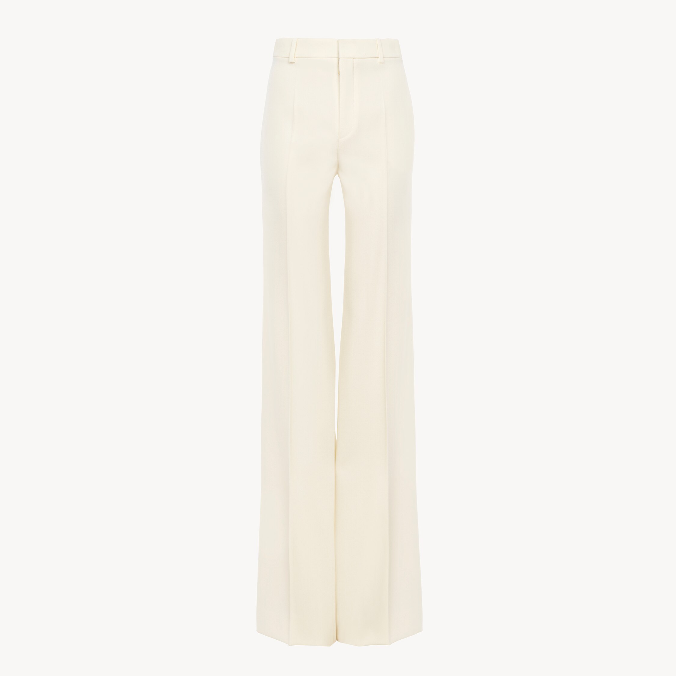Chloé Pantalon Taille Haute Évasé En Laine Grain De Poudre In Neutral
